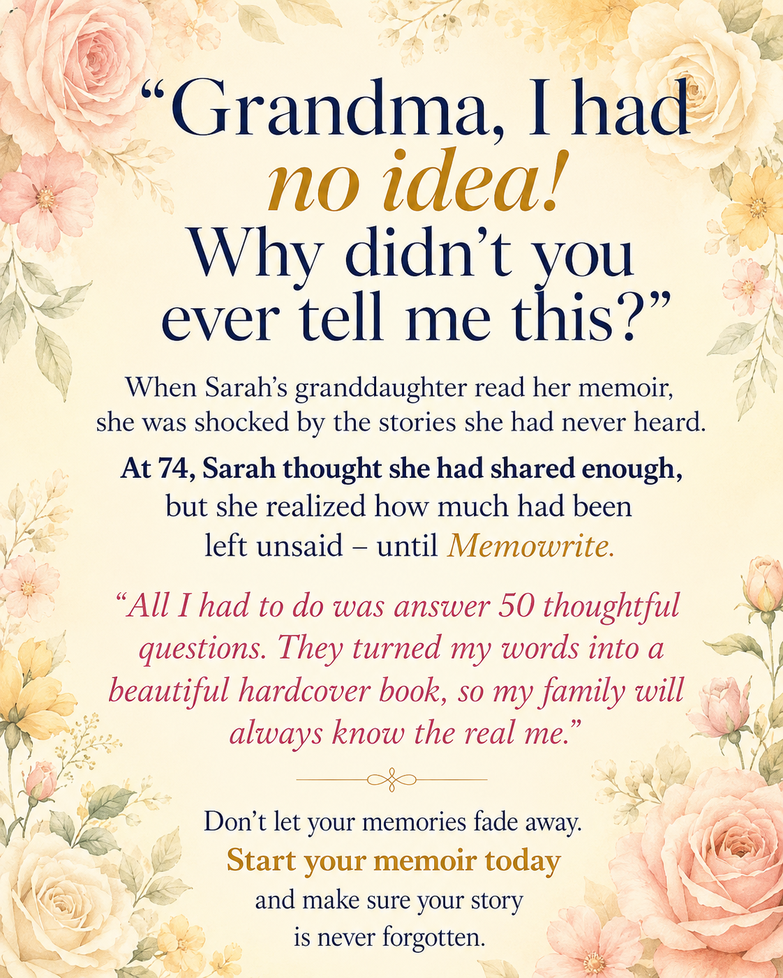 Memowrite Facebook ad