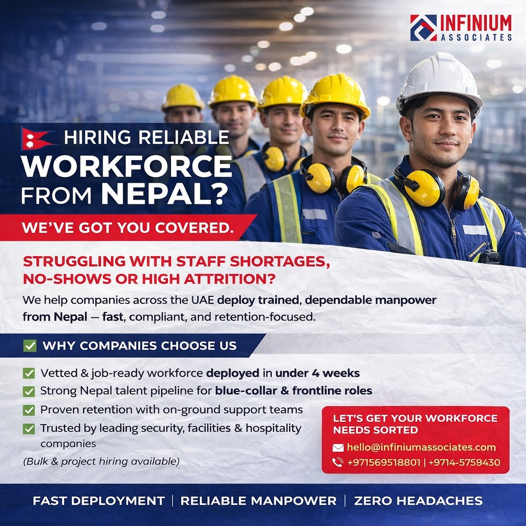 Infinium Associates Facebook ad: Hire manpower from Nepal