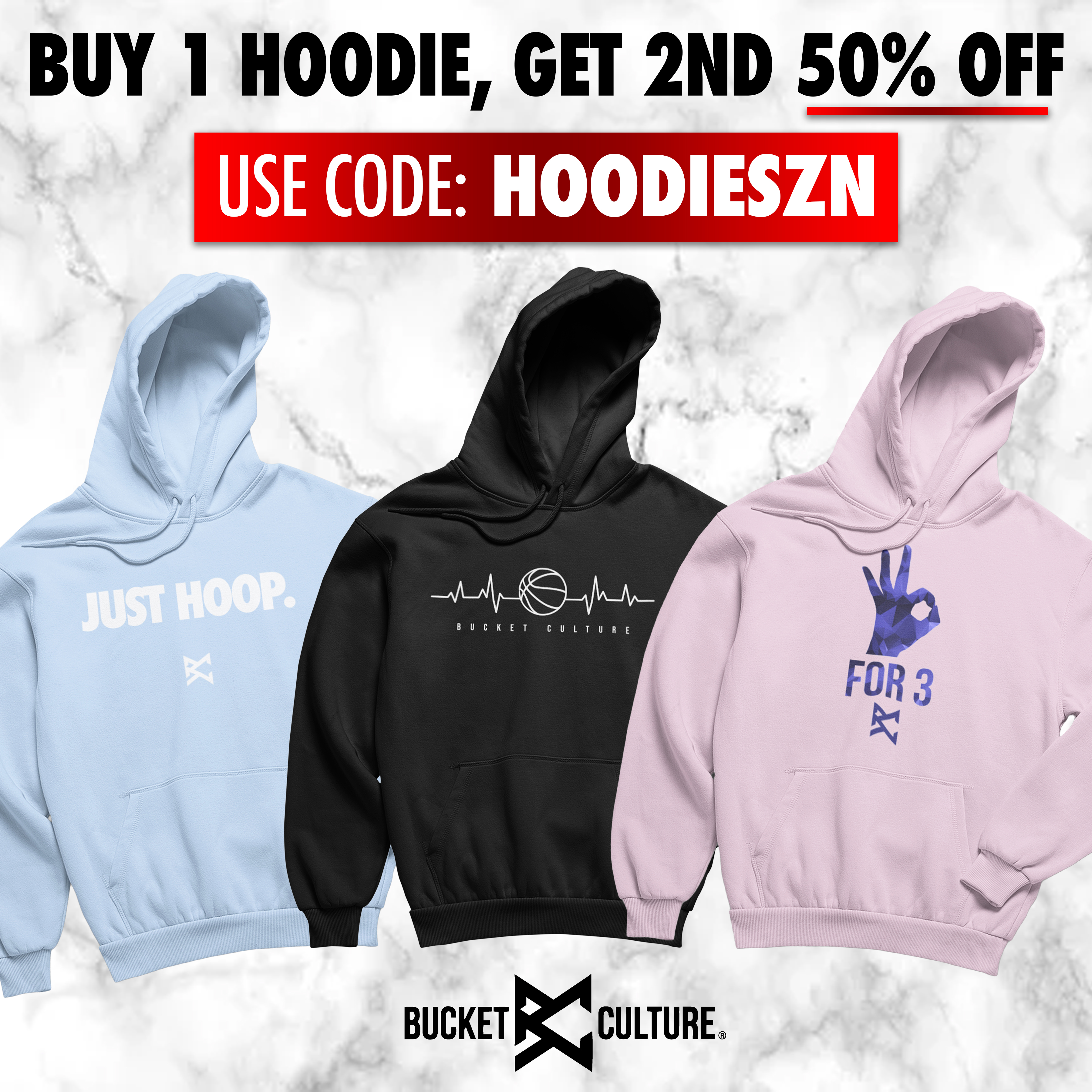 Bucket Culture Facebook ad: BOGO 50% OFF!