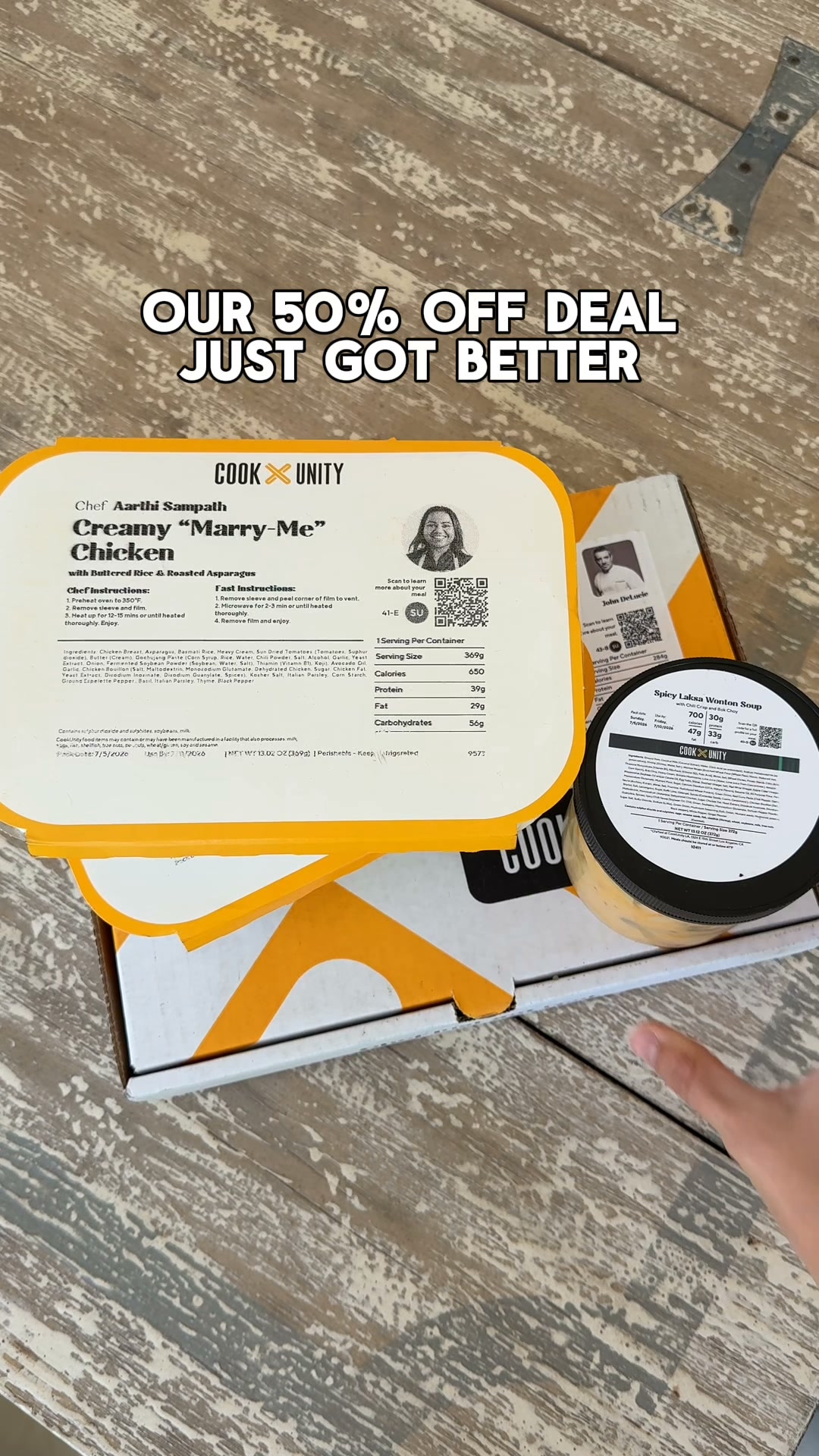 CookUnity Facebook ad: Click Here to Get 50% Off Your 1st Week!