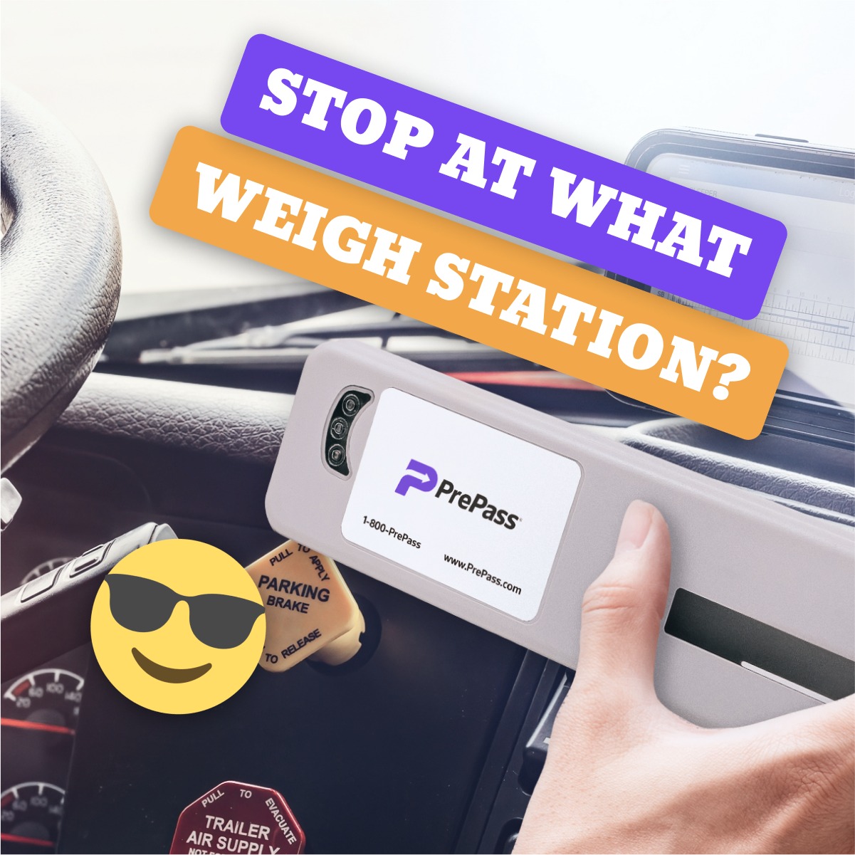 PrePass Facebook ad: With PrePass, keep your wheels moving and skip the stop…