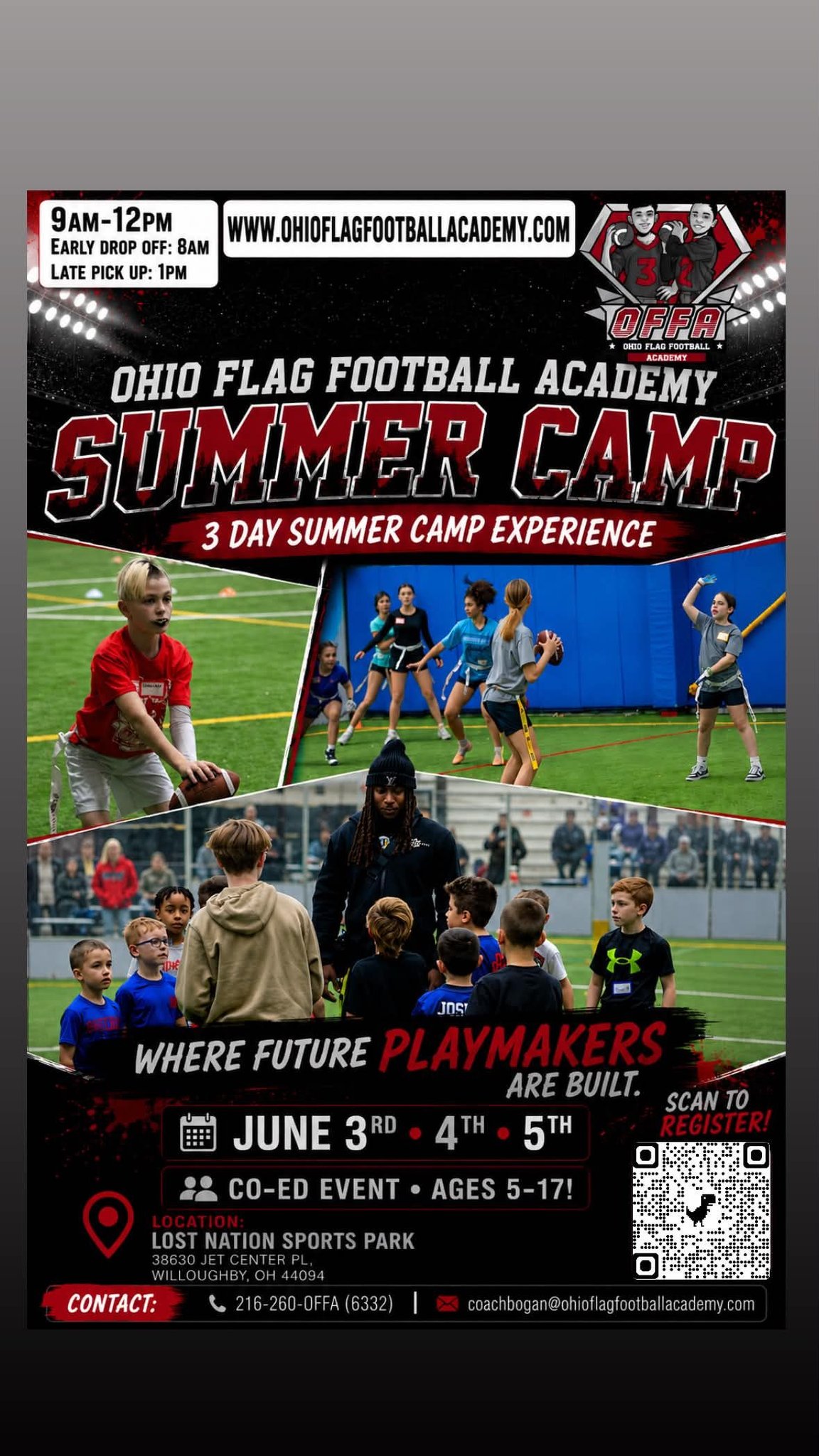 Ohio Flag Football Academy Facebook ad: Camps & Clinics | OFFA | Ohio Flag Football Academy