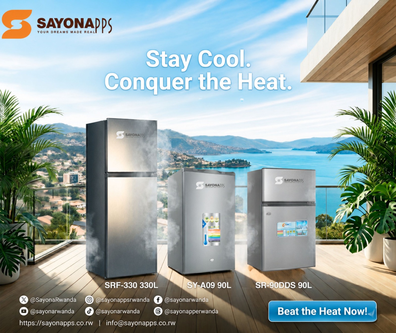 SayonaRwanda Facebook ad: Stay Cool. Conquer the Heat.