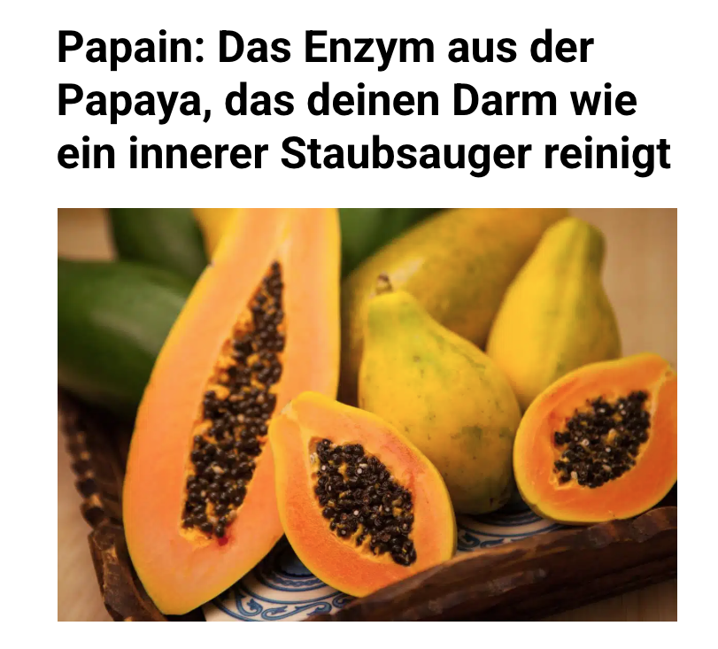 Heilungdurchnatur Facebook ad: Papain: Das Enzym aus der Papaya, das deinen Darm wie ein…