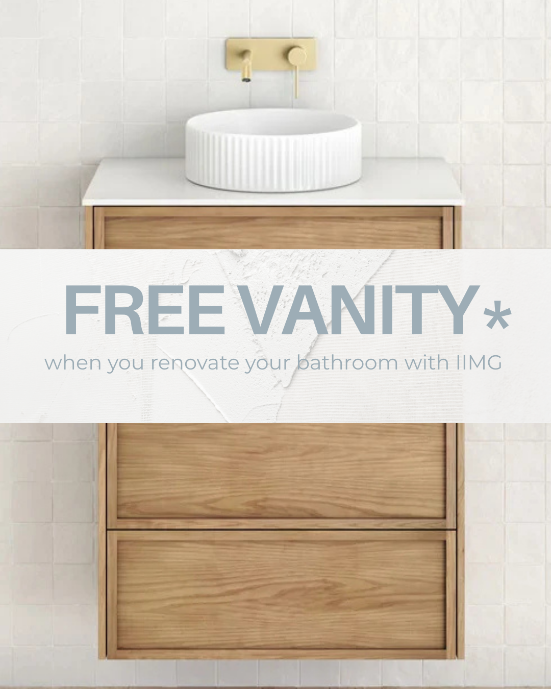 Implicit Interior Management Group - IIMG Facebook ad: FREE Vanity with Your 2026 Bathroom Reno!
