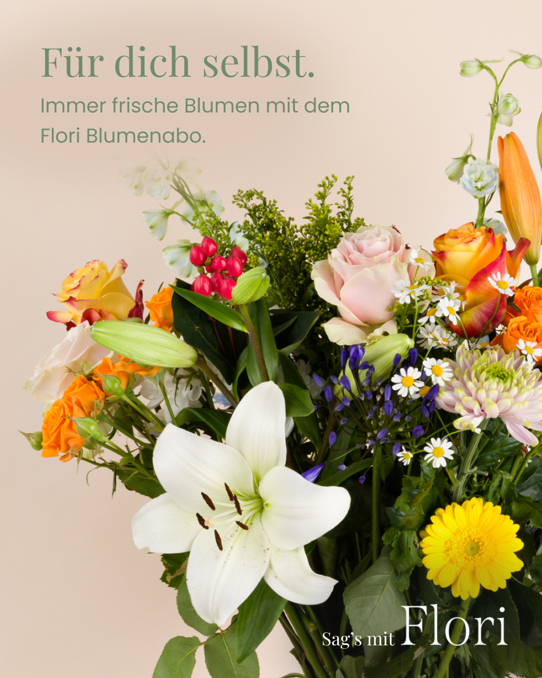 Flori.at Facebook ad: 15% Rabatt auf deine erste Lieferung