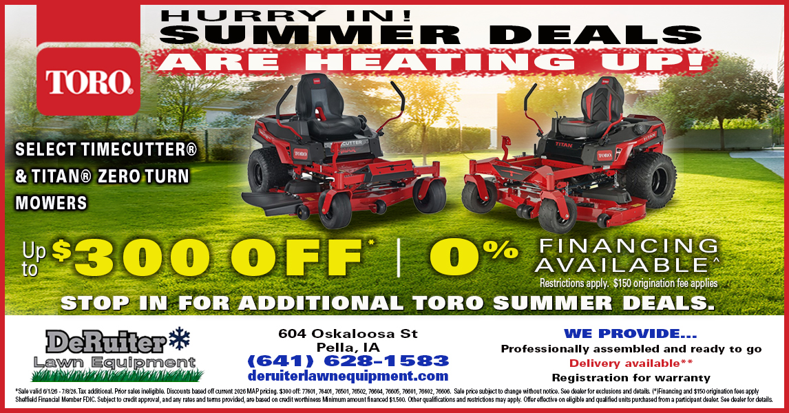 De Ruiter Lawn Equipment Facebook ad from May 30, 2026