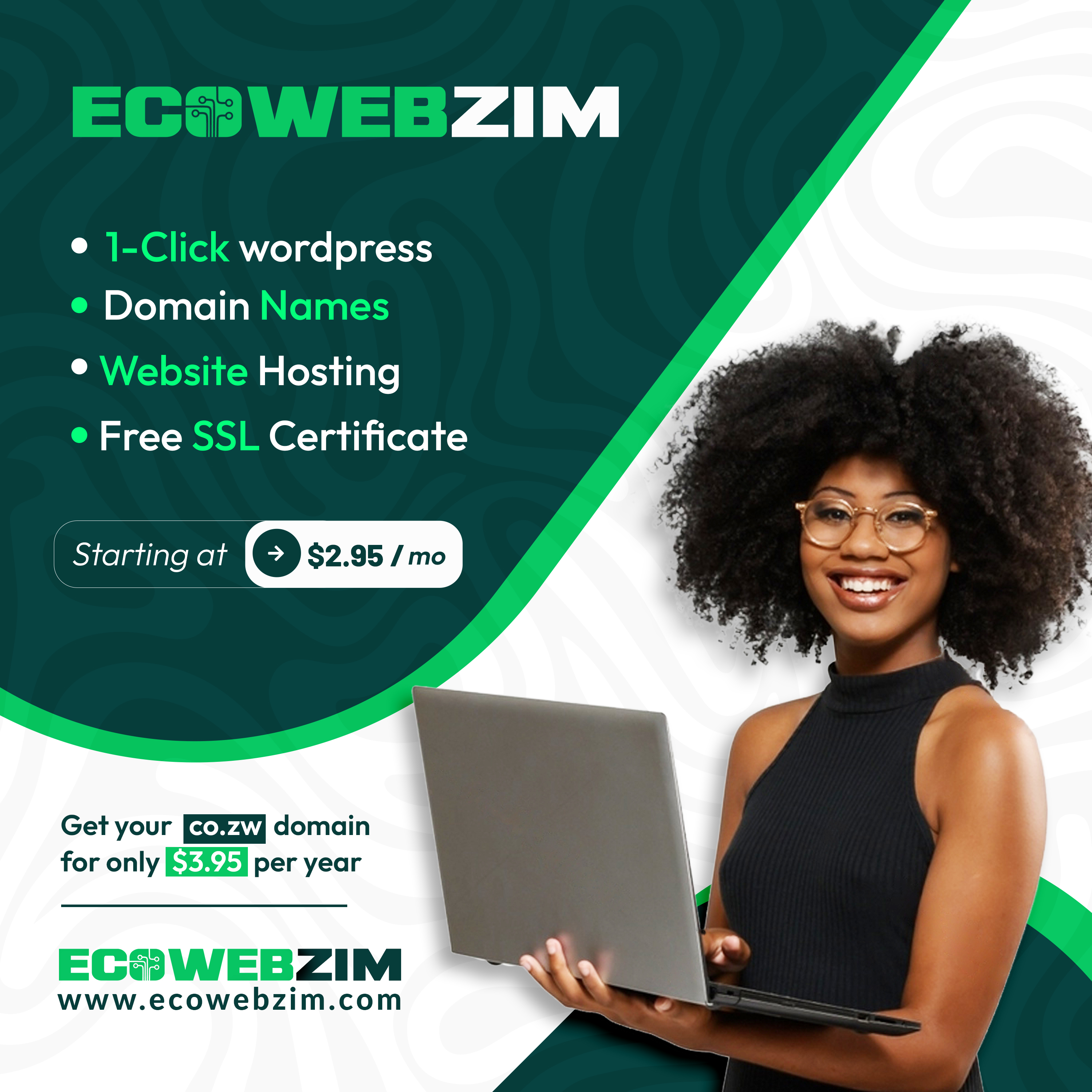 Ecowebzim Facebook ad: Launch your site with Zimbabwe's fast, secure web…