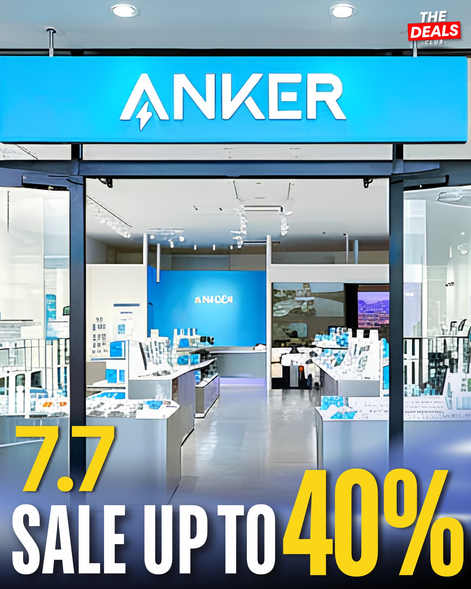 The Deals Club Facebook ad: Anker 7.7 Sale!