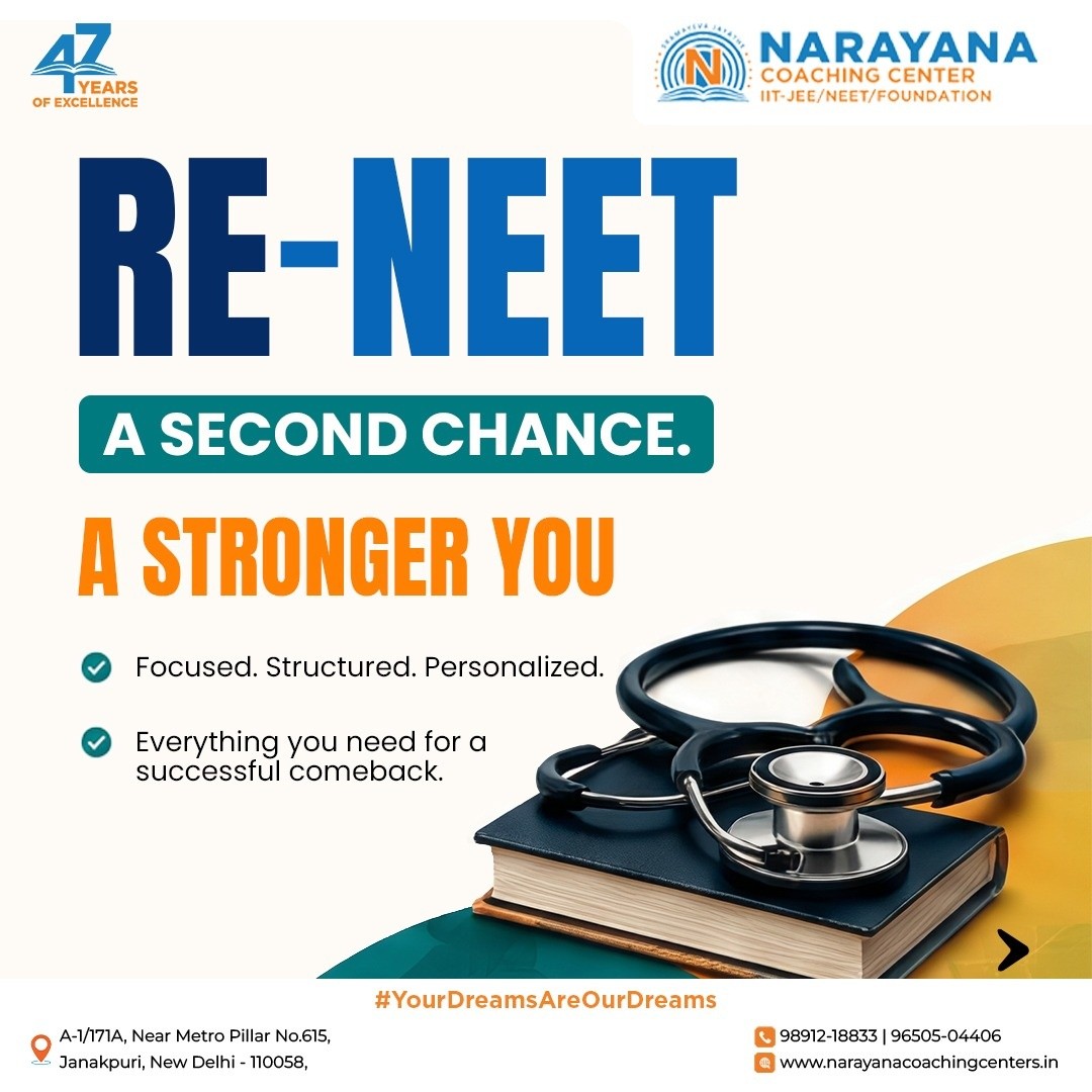 Narayana IIT JEE & NEET Coaching Institute Janakpuri Facebook ad: A setback is not the end… it’s the…