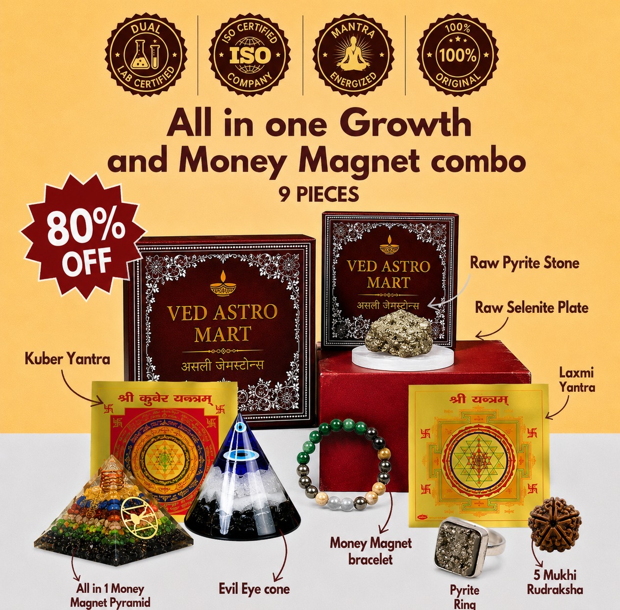 VedAstro Mart Facebook ad: 9-in-1 Money Magnet Combo - Lab certified & 100% original