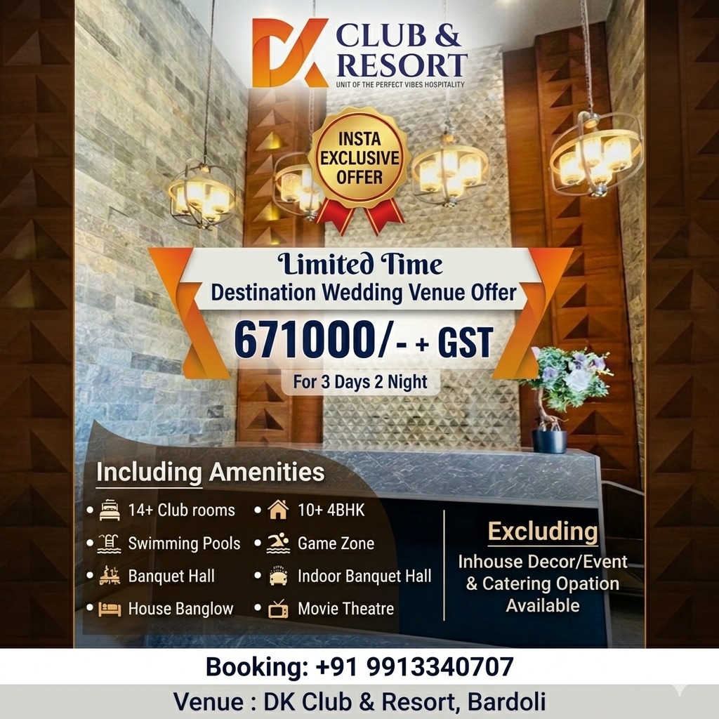 Gokulam Club & Resort Bardoli Facebook ad: Say I Do at the Ultimate Destination.