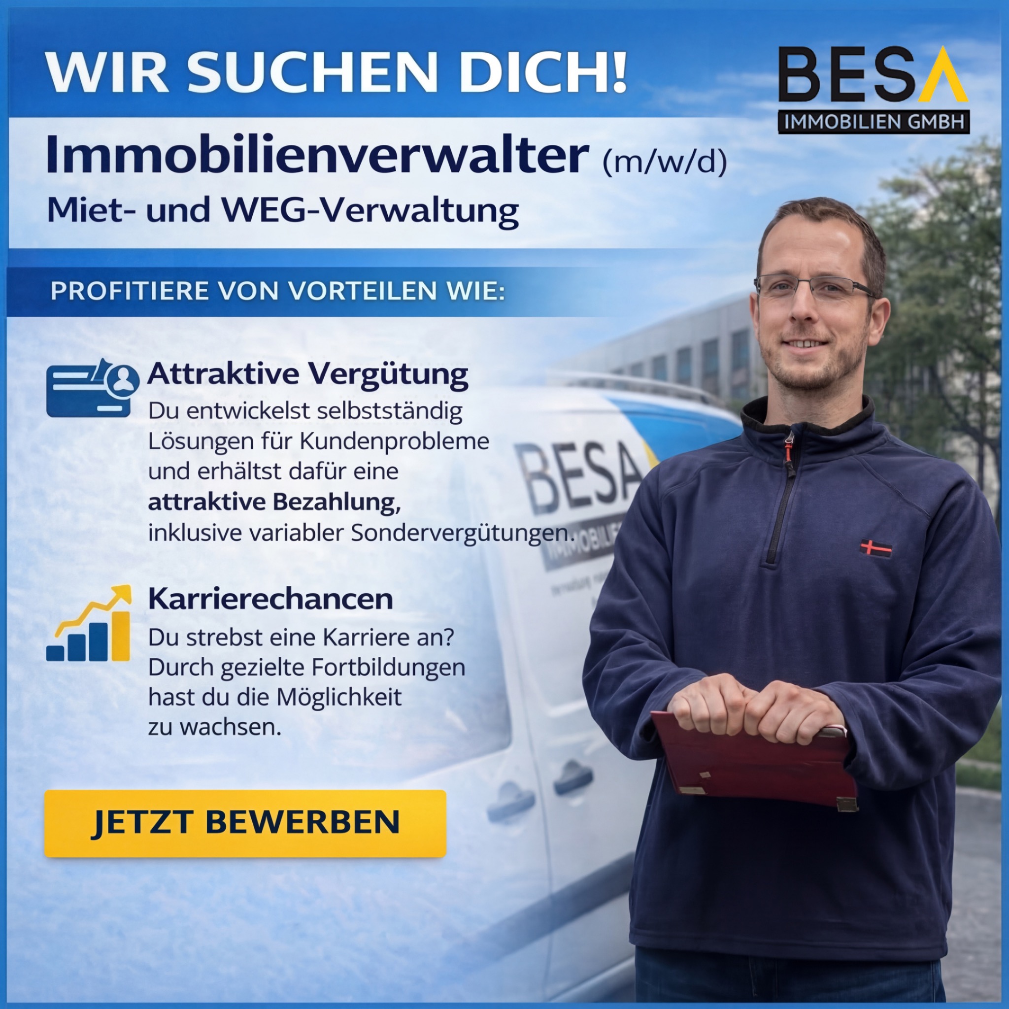 BESA Immobilien GmbH Facebook ad: Immobilienverwalter gesucht!