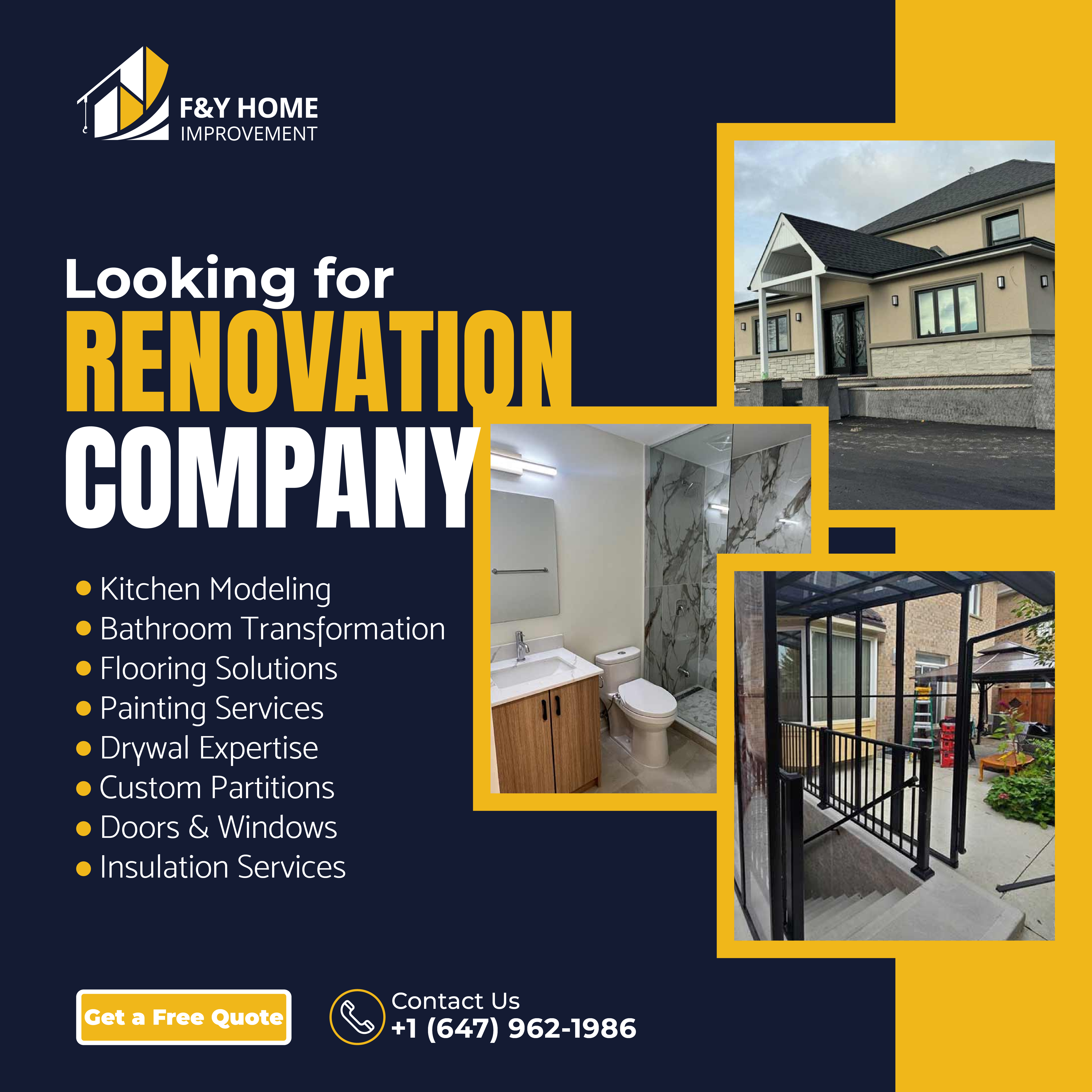 F&Y HOME Improvement INC. Facebook ad: Get A Quote Today