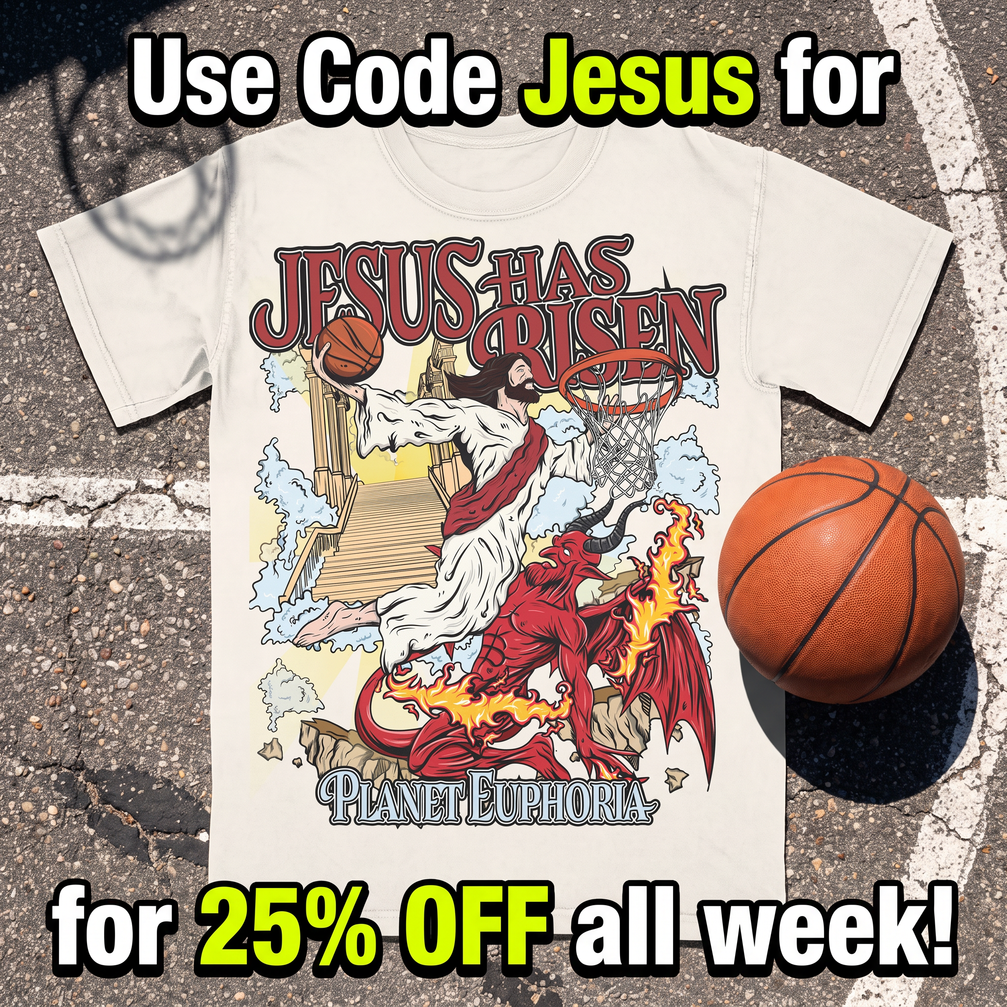Planet Euphoria Facebook ad: use code jesus for 25% OFF
