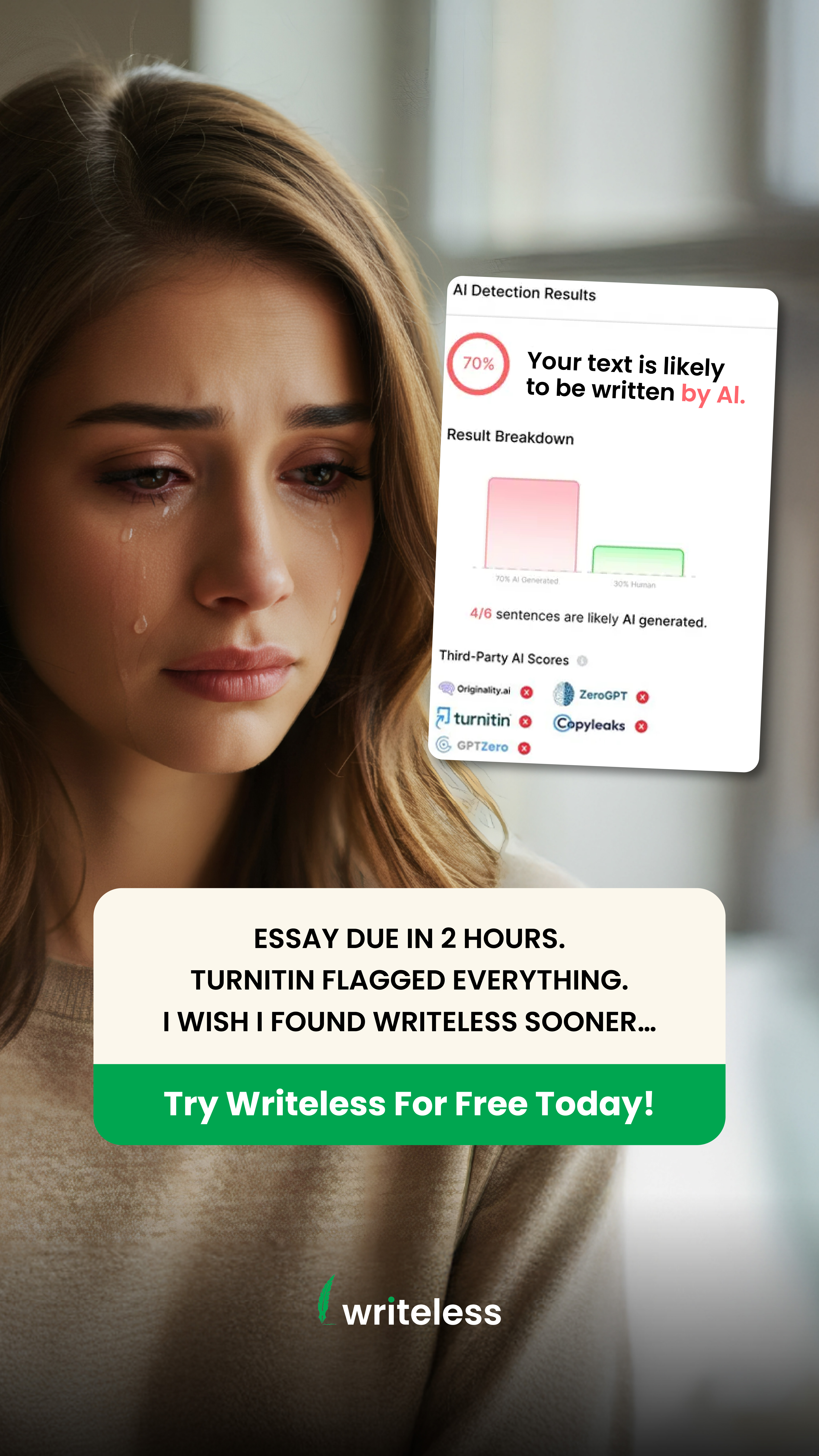 Writeless AI Facebook ad