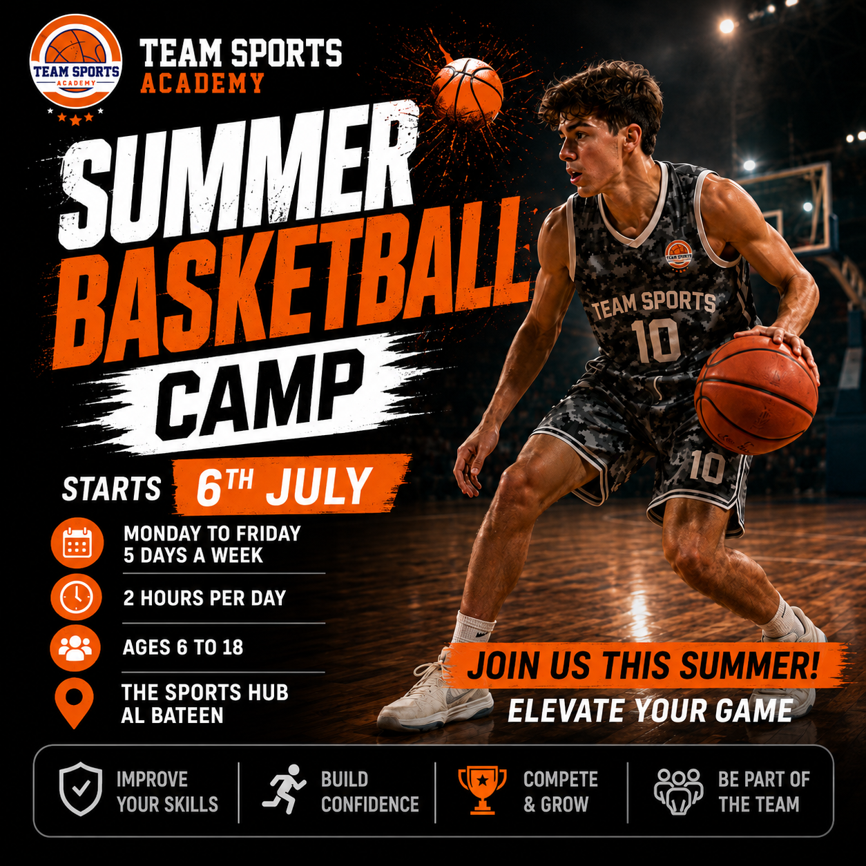 Team Sports Services Facebook ad: Give Your Child the Summer They'll Never Forget