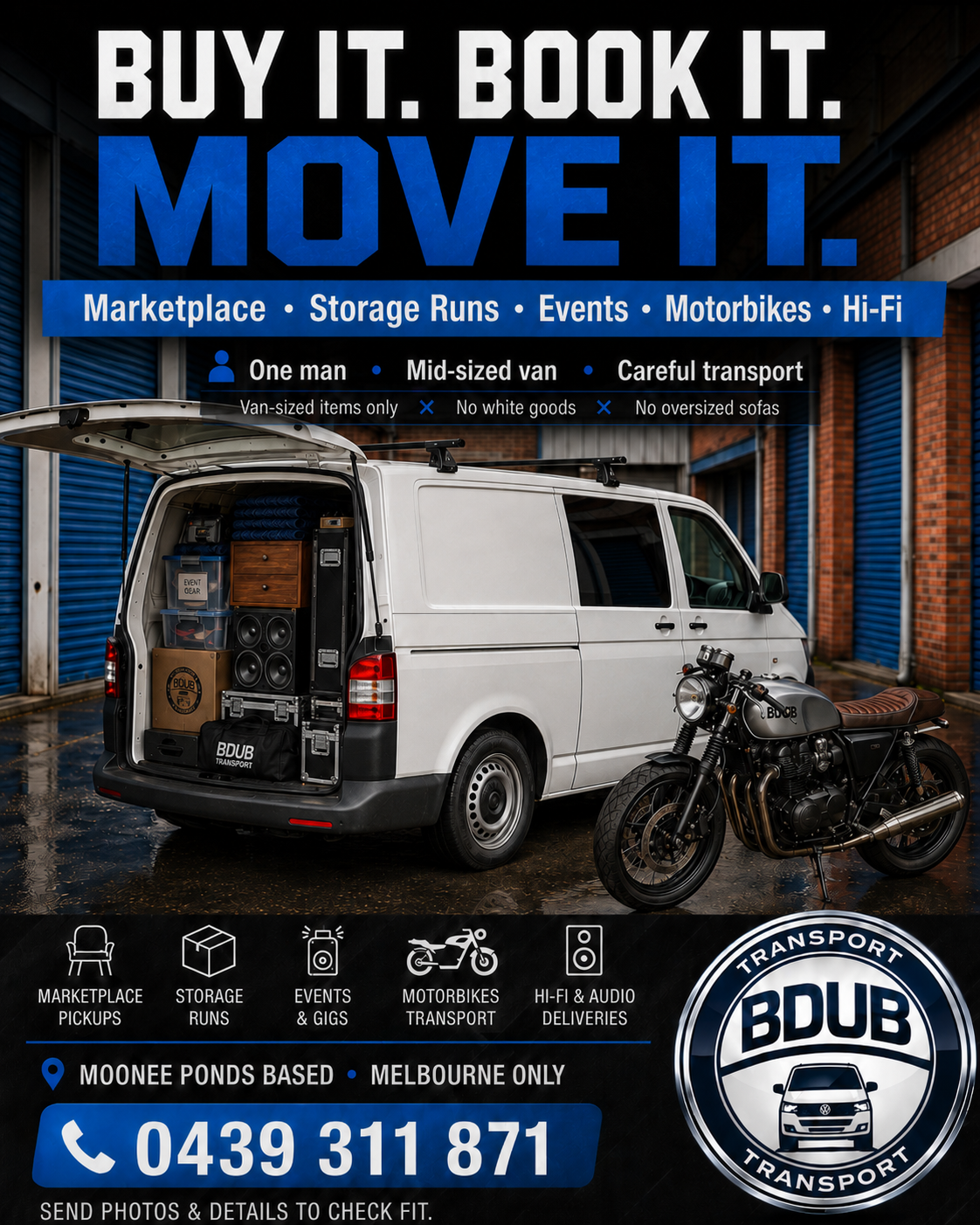 BDub Transport Facebook ad: Get a Melbourne Delivery Quote