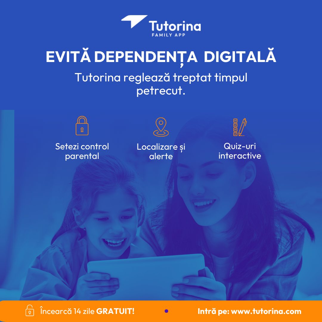 Tutorina Family App Facebook ad: Anti-Adicție de Ecrane