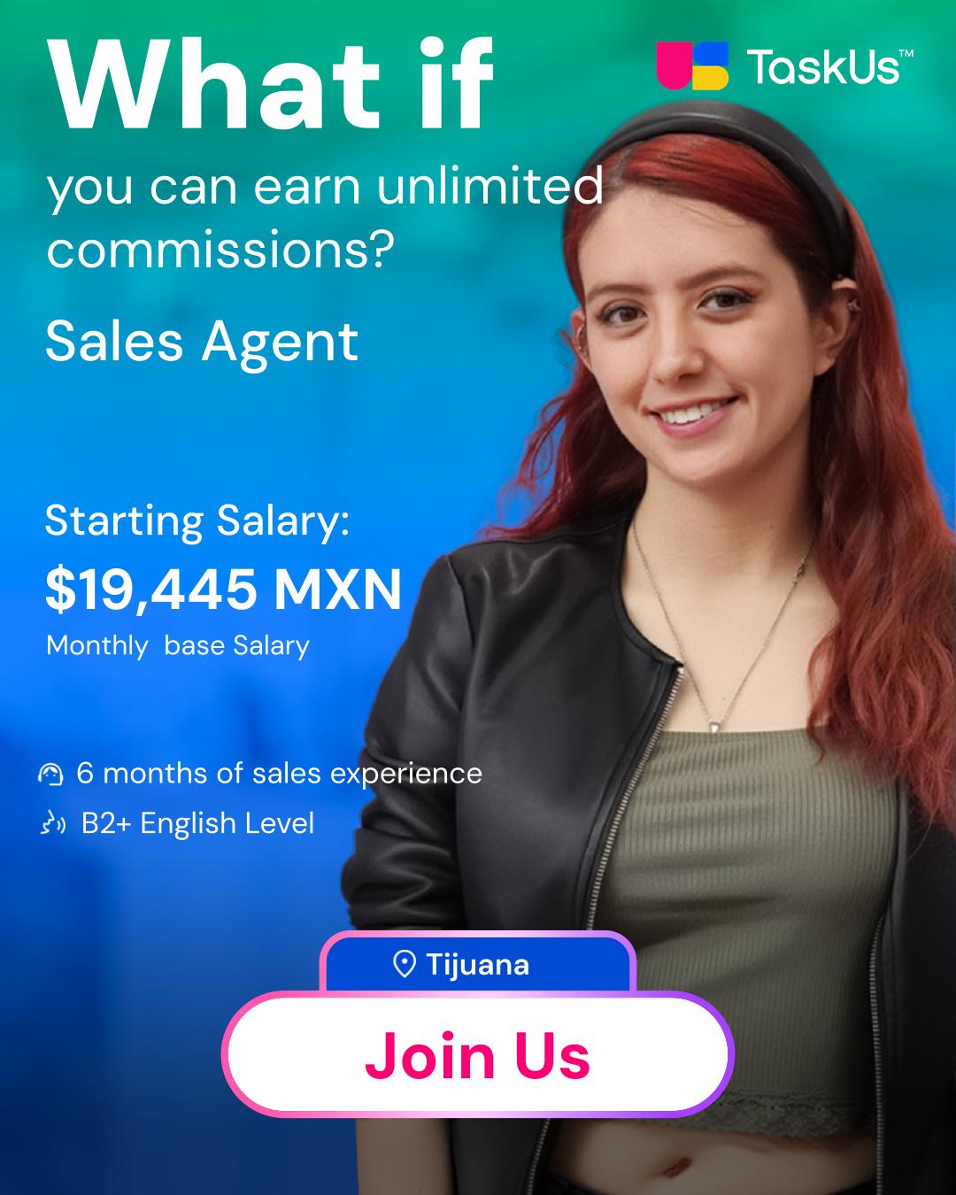 TaskUs Facebook ad: Your English can pay off!