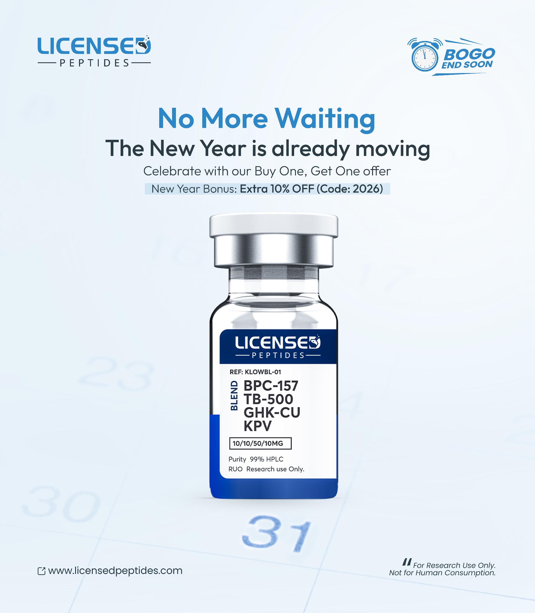 LicensedPeptides.com Facebook ad: Buy 1, Get 1 Free
