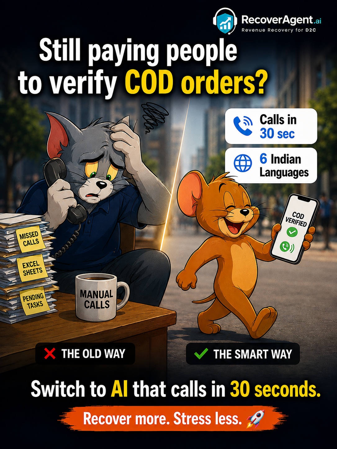 Recover Agent Facebook ad: Reduce RTO With AI Voice Calls