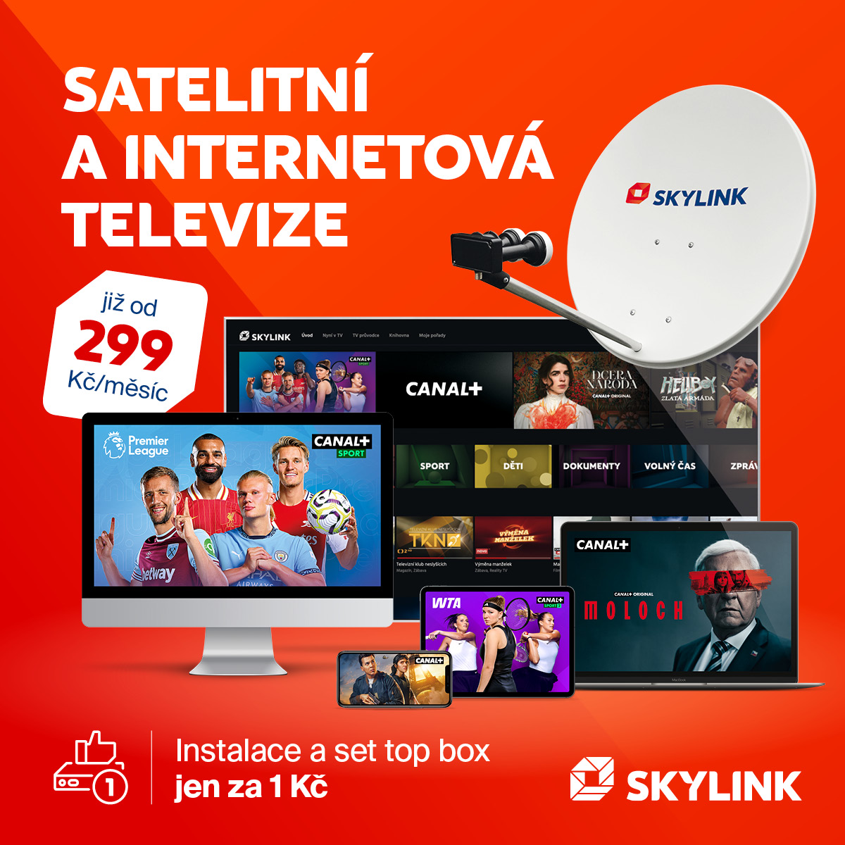 Skylink CZ Facebook ad: 96 TV programů už od 299 Kč/měsíc