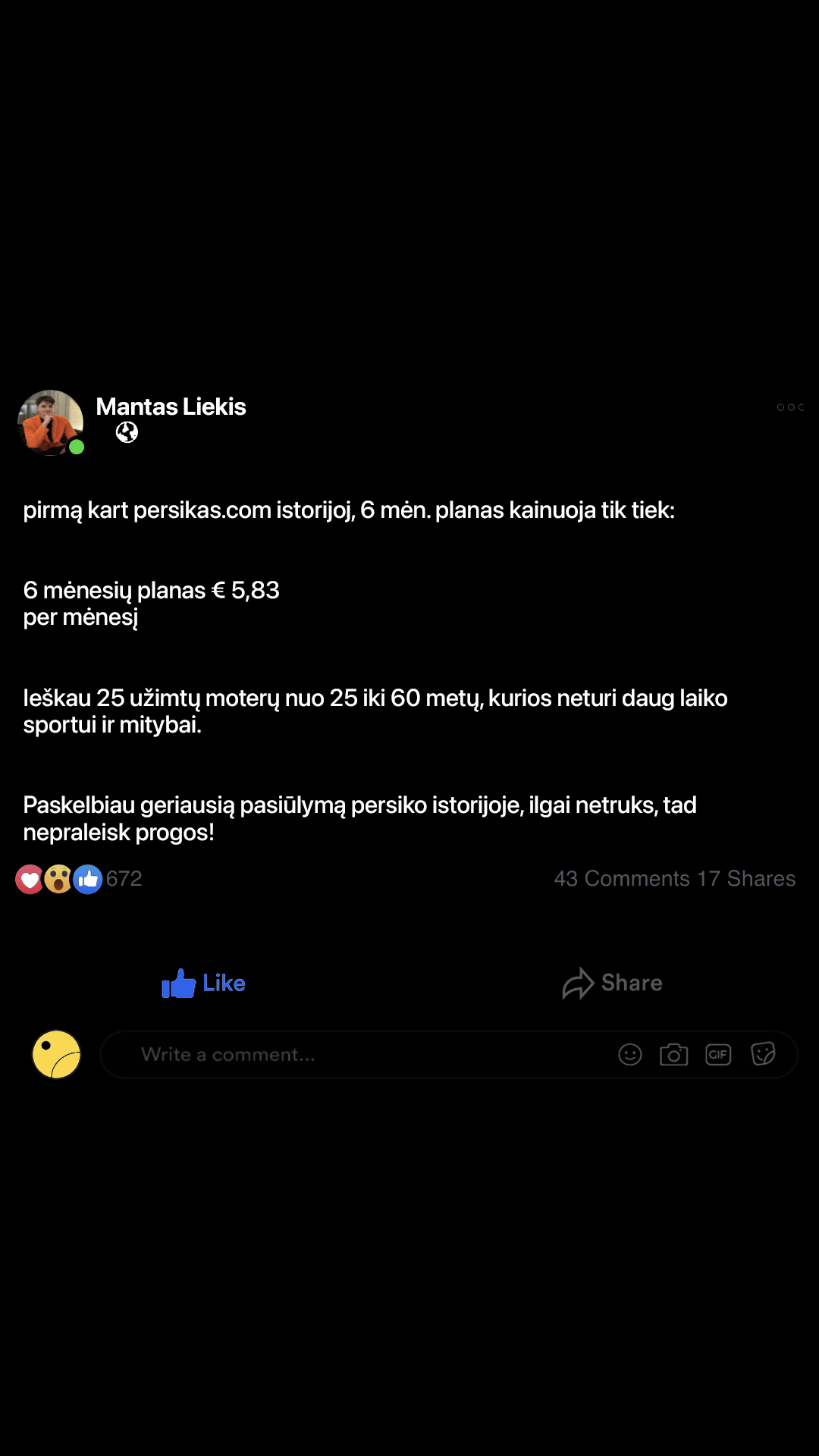 Persikascom Facebook ad