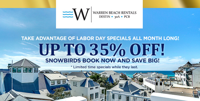 Warren Beach Vacation Rentals & Management Facebook ad: Labor Day Specials all month long!