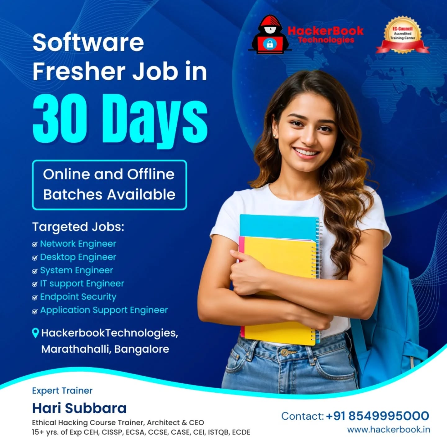 hackerbookbangalore Facebook ad: Get Hired in 30 days!
