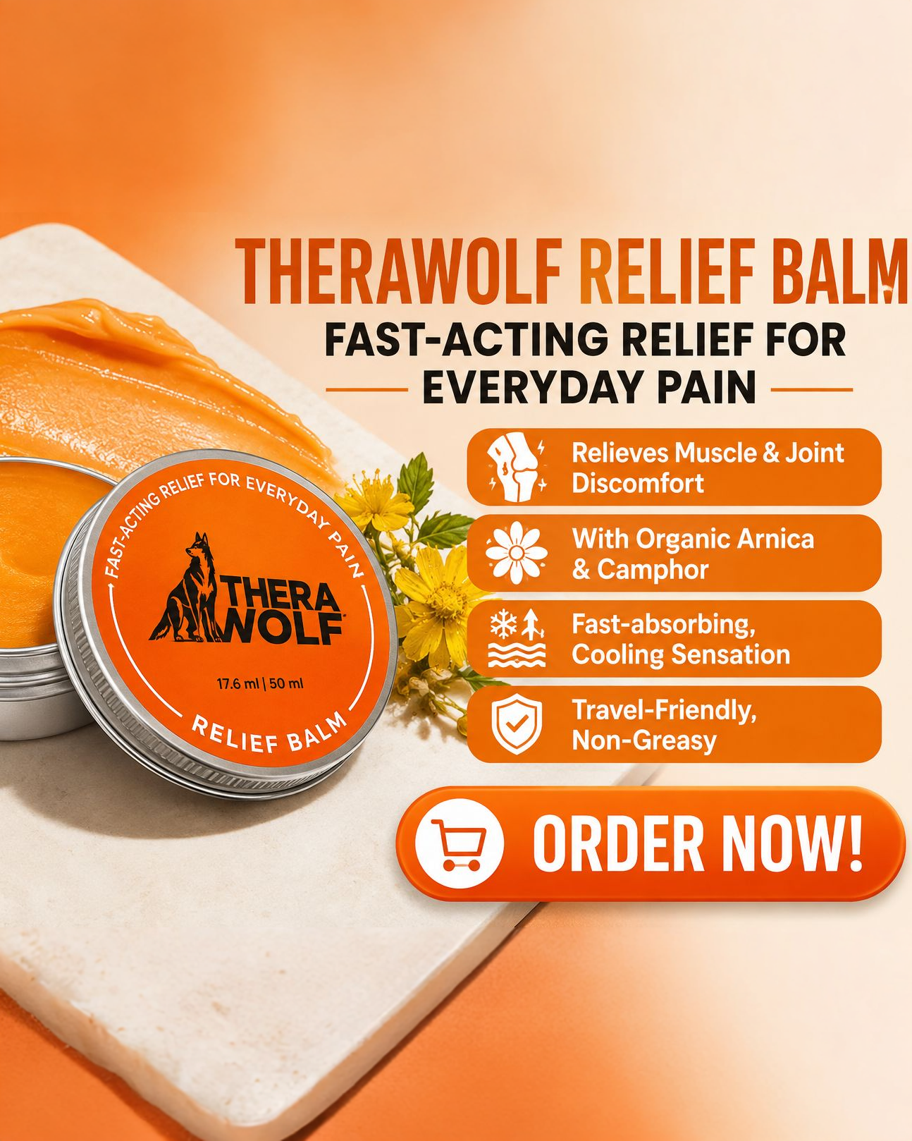 Therawolf-US Facebook ad: DON’T LET EVERYDAY DISCOMFORT SLOW YOU DOWN.
