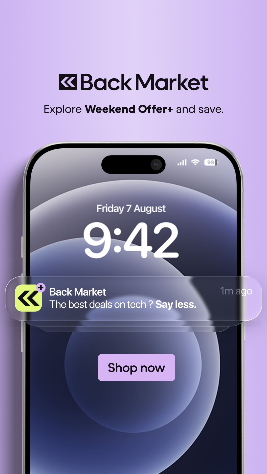 Back Market Facebook ad: Save on premium refurbished tech.