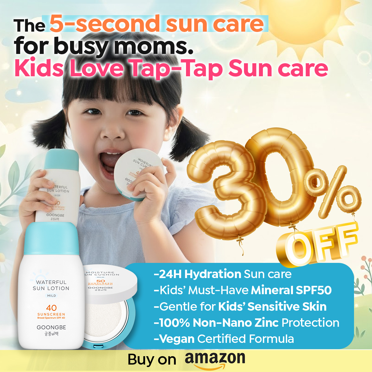 Goongbe Facebook ad: The 5-Seconds Sun Care for Busy Moms