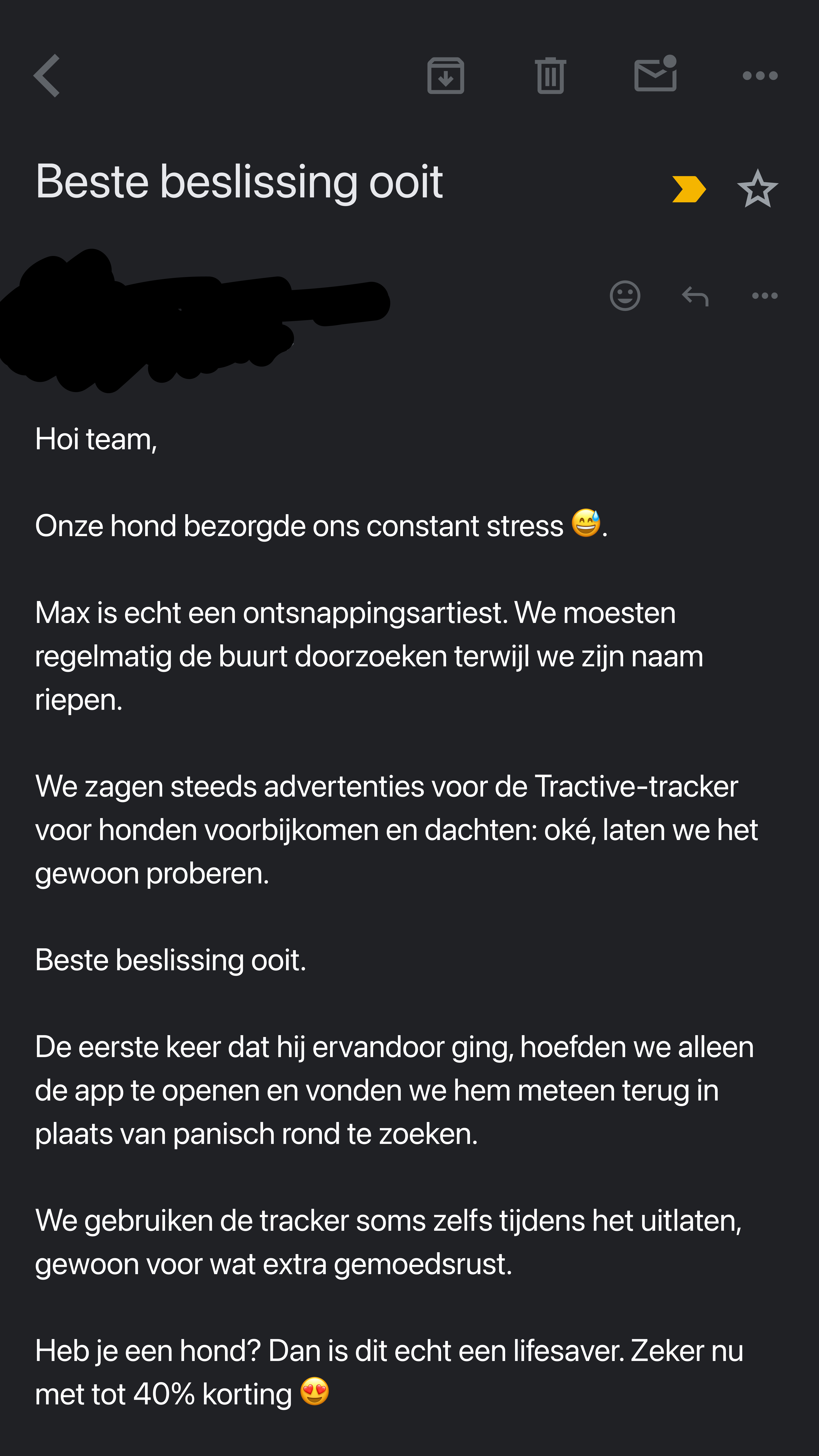 Tractive Facebook ad