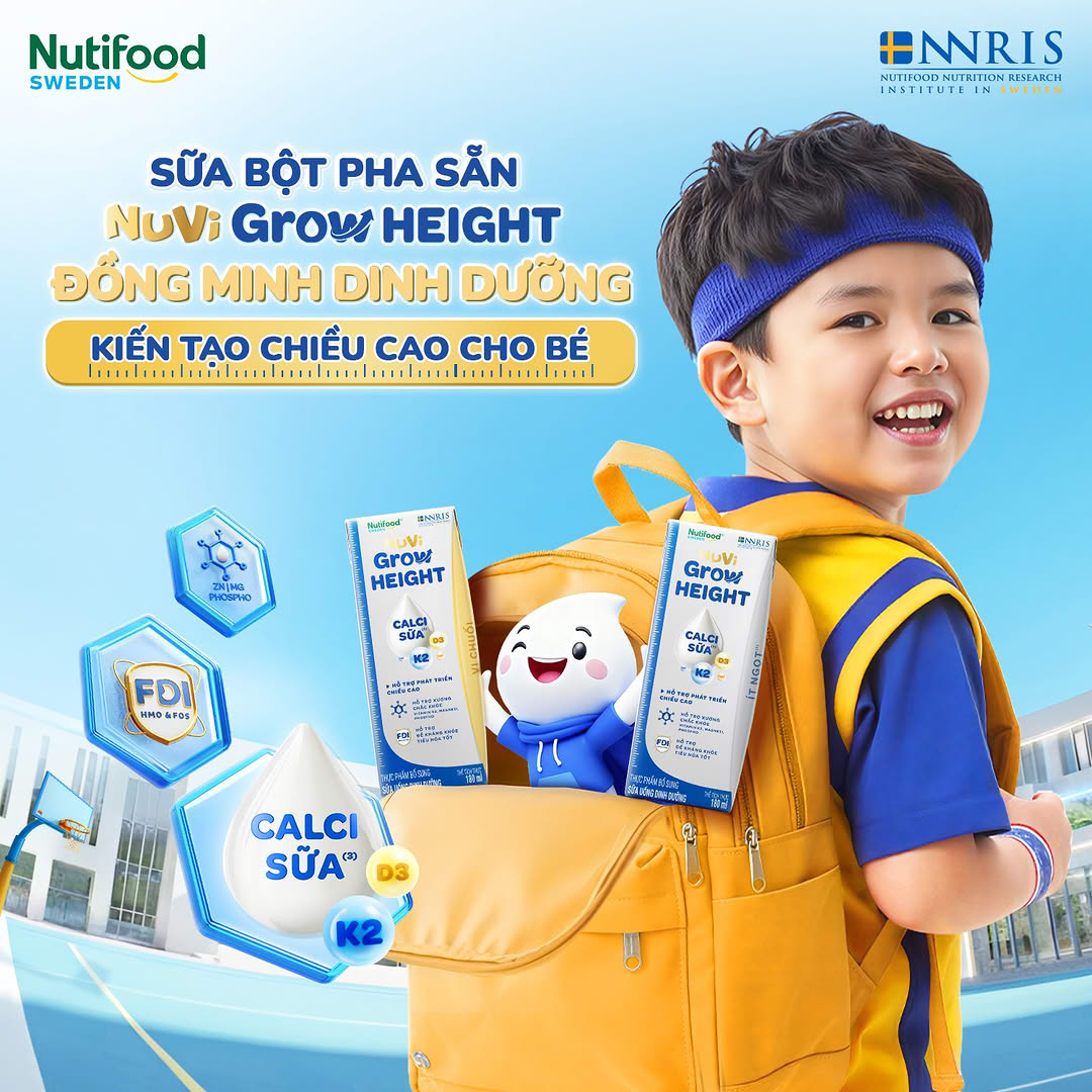 Nuvi Grow Height - Nâng Tầm Vóc Việt Facebook ad: SỮA BỘT PHA SẴN NUVI GROW HEIGHT, ĐỒNG…