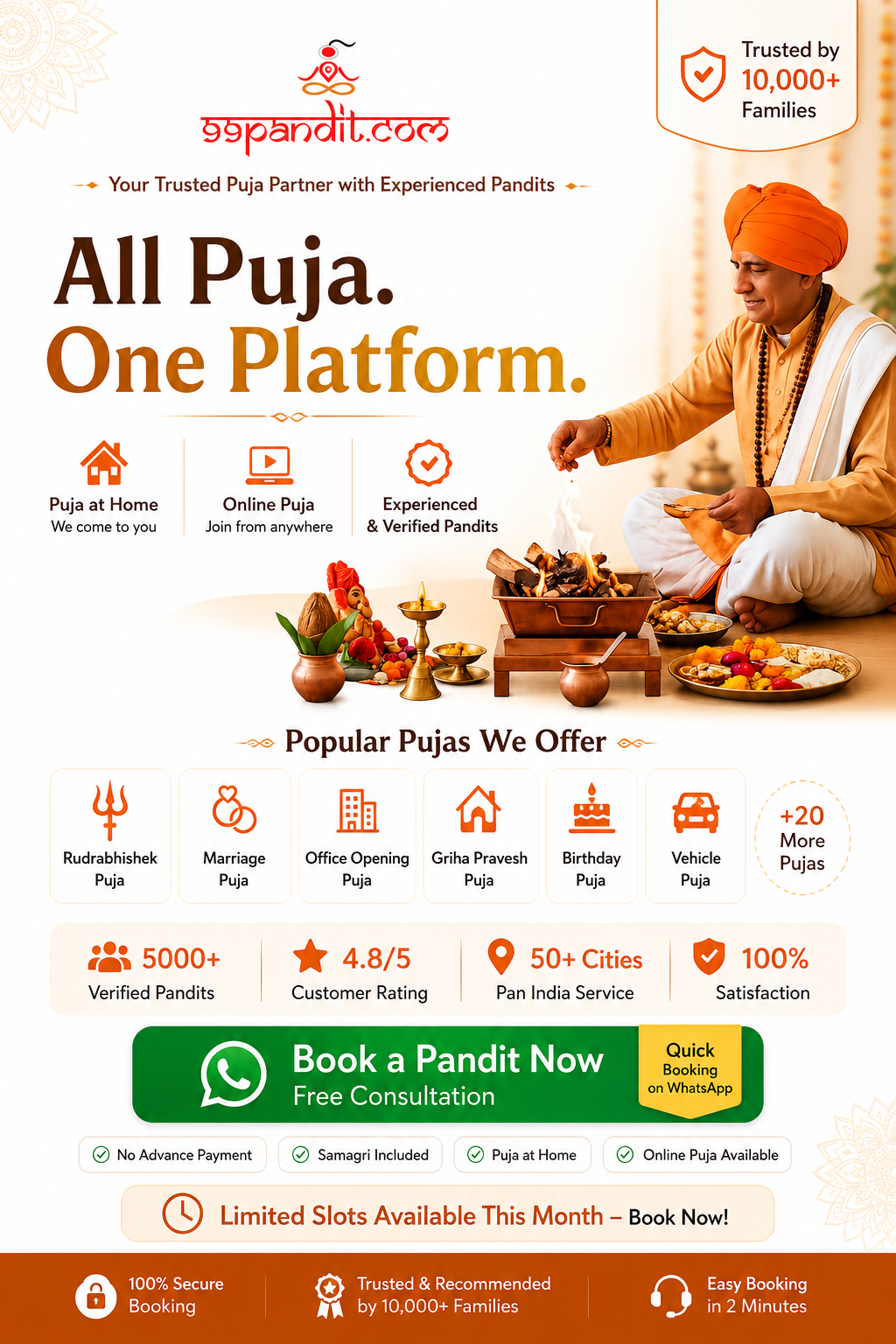 99Pandit Facebook ad: Book Verified Pandits Online