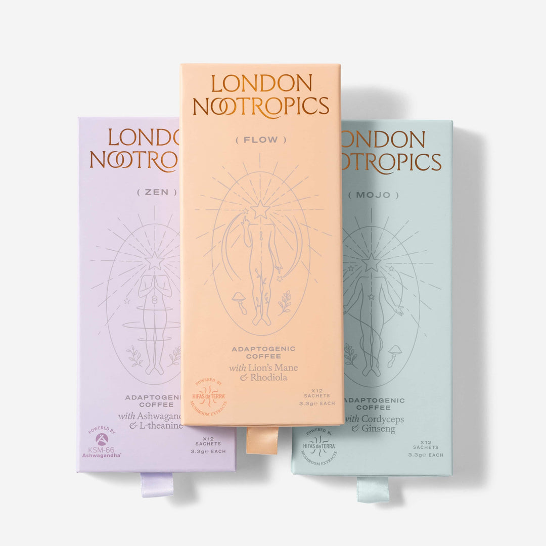 London Nootropics Facebook ad: Enjoy the benefits of coffee and adaptogens, blended…