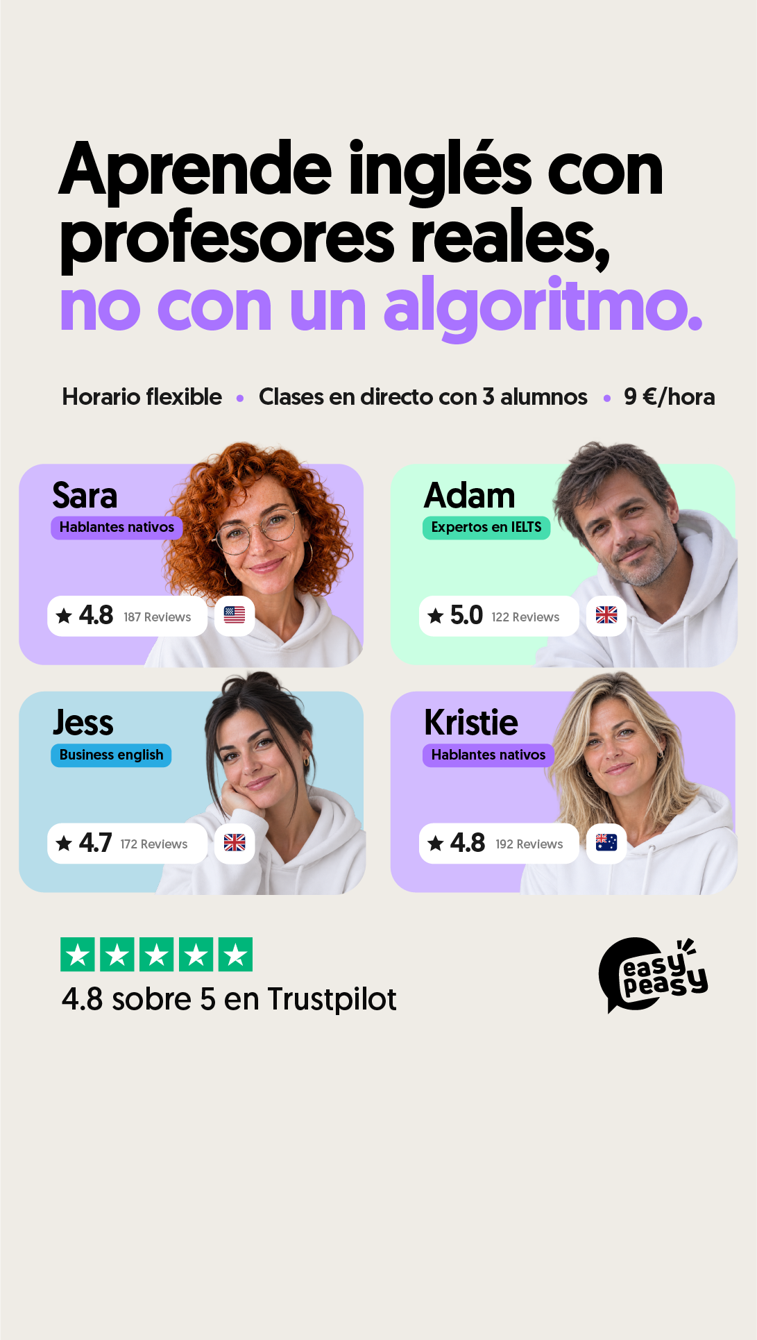 Easypeasyfluent ES Facebook ad: 100% certificado o te devolvemos la pasta