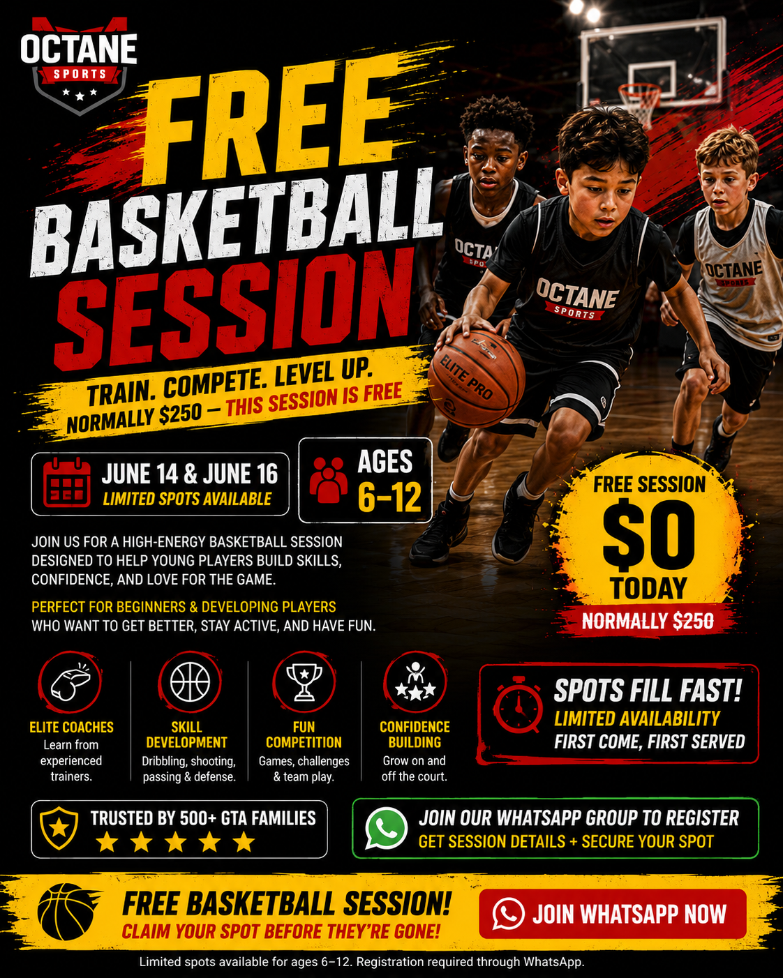 Kings Court Sismet Facebook ad: Free Basketball Training for Kids
