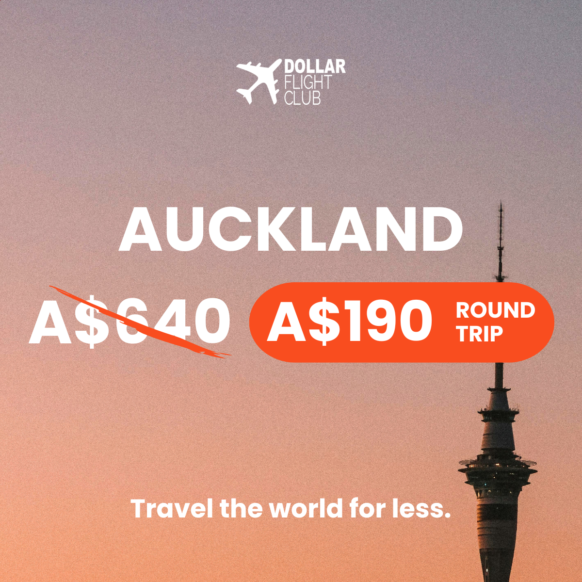 Dollar Flight Club Facebook ad: STOP scrolling! You’re ONE click away from flights…