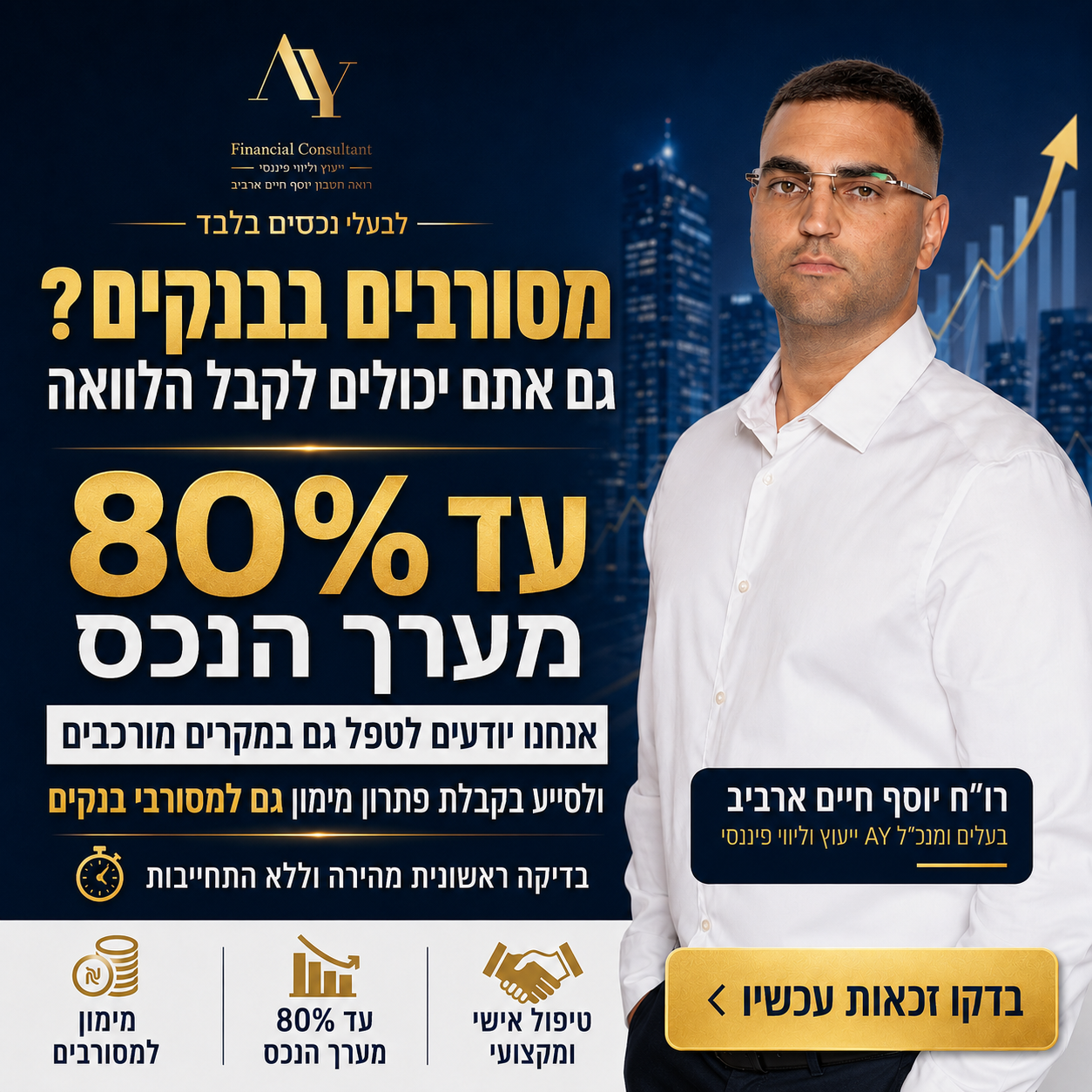A.Y ייעוץ וליווי פיננסי Facebook ad: איחוד הלוואות לבעלי נכס