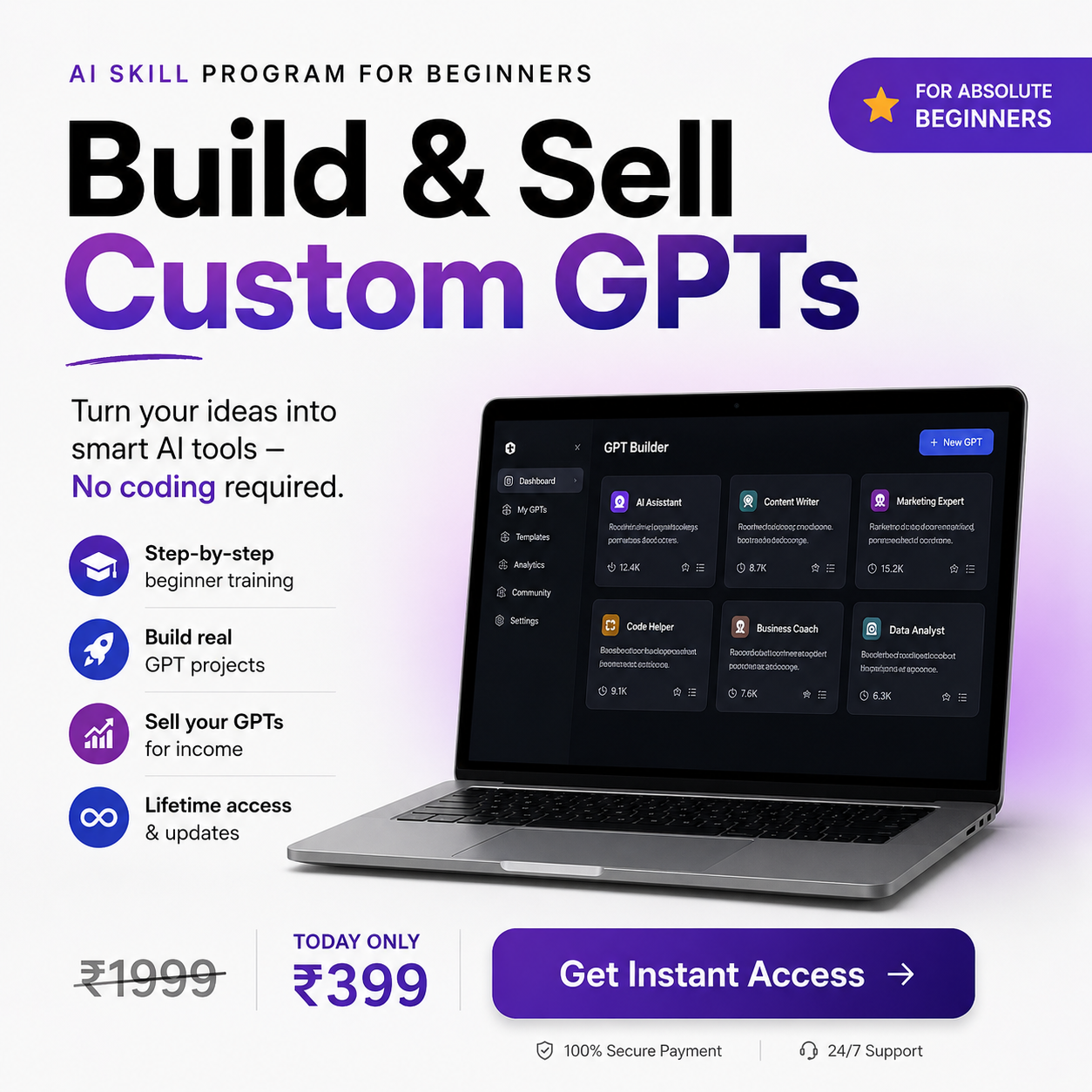 DigitalRohit Facebook ad: Build & Sell Custom GPTs
