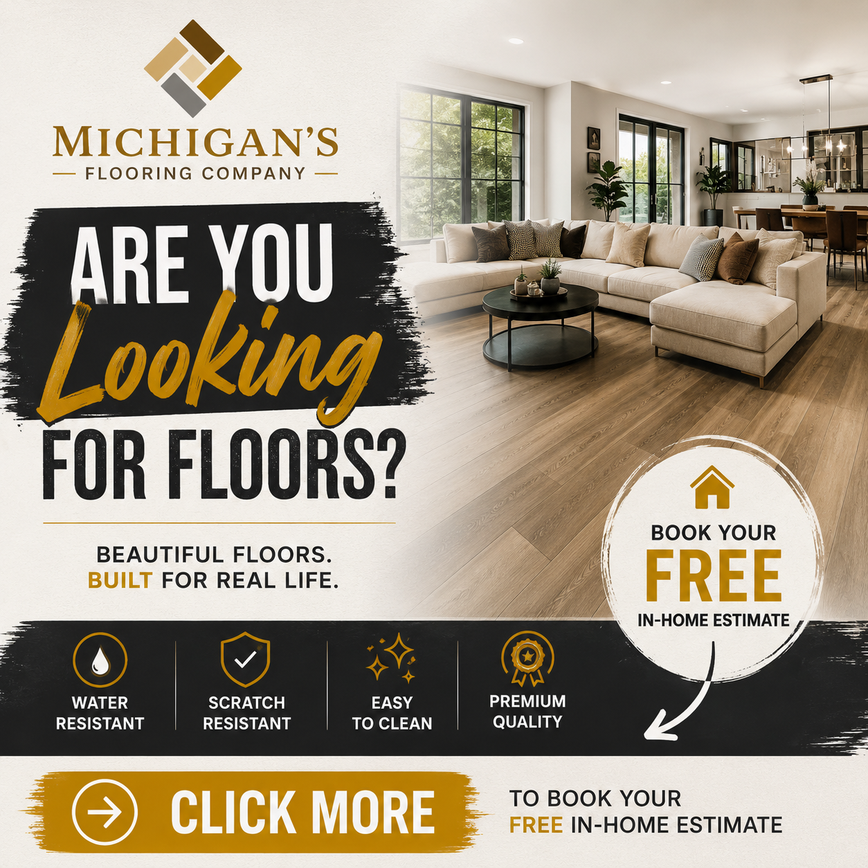 Michigan’s Flooring Company Facebook ad: Free Flooring Estimate