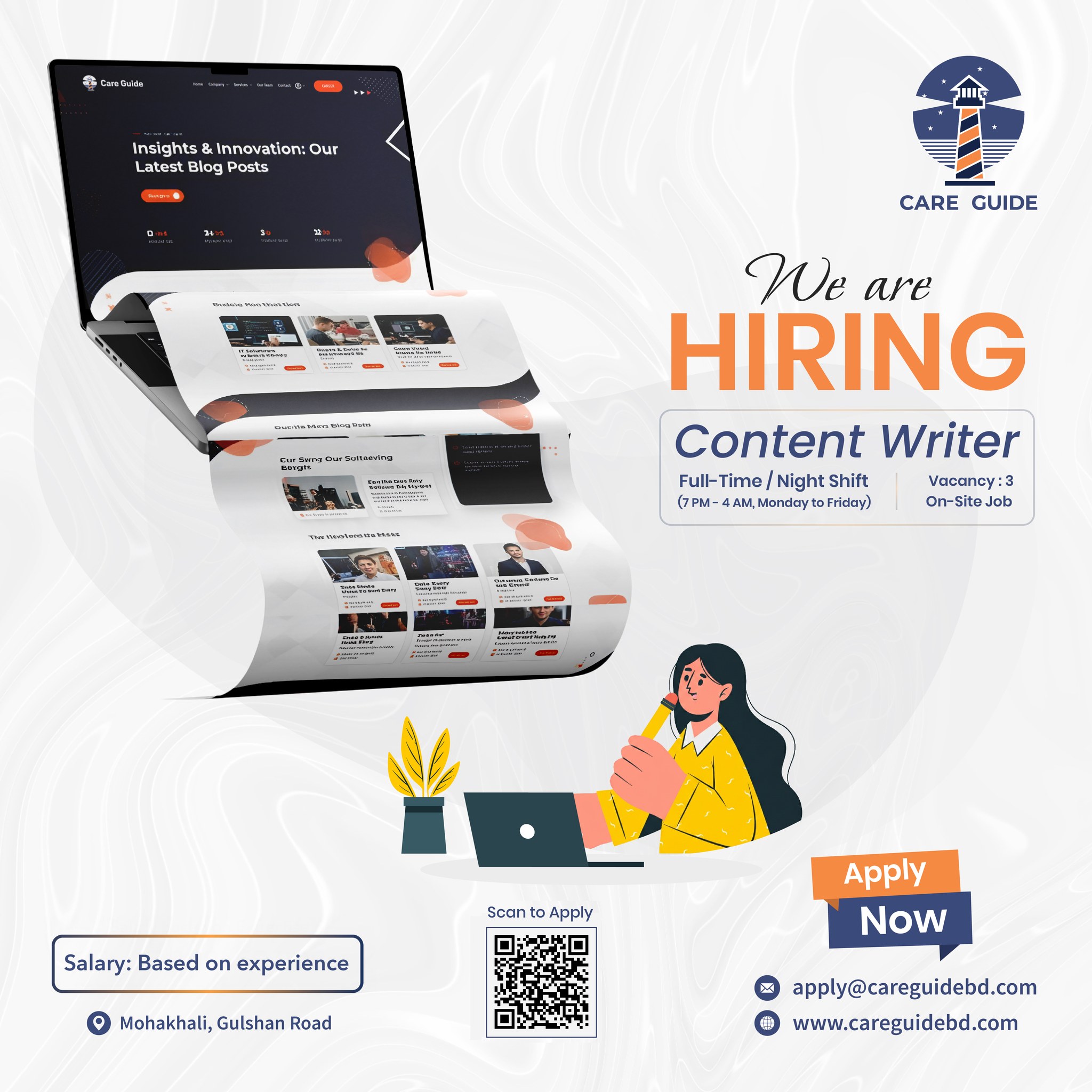 Care Guide Facebook ad: Content Writer (On-Site | Night Shift)