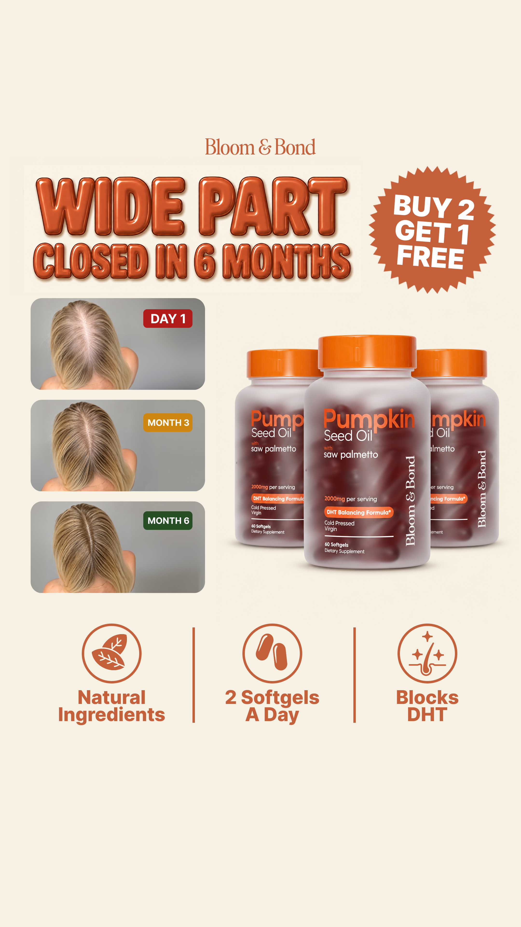 Bloom & Bond Facebook ad: Help Hair Loss Naturally