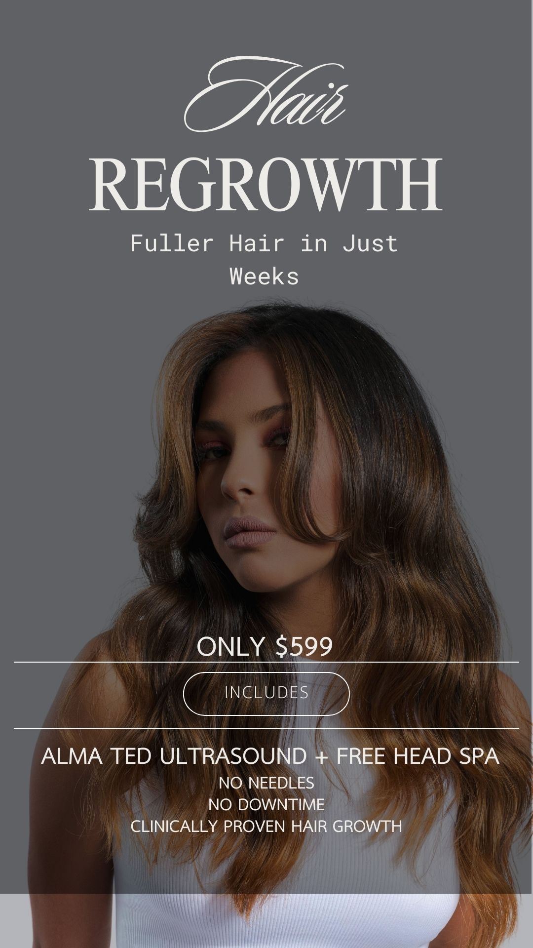 Refined Radiance Facebook ad: Hair Regrowth, Only $599!