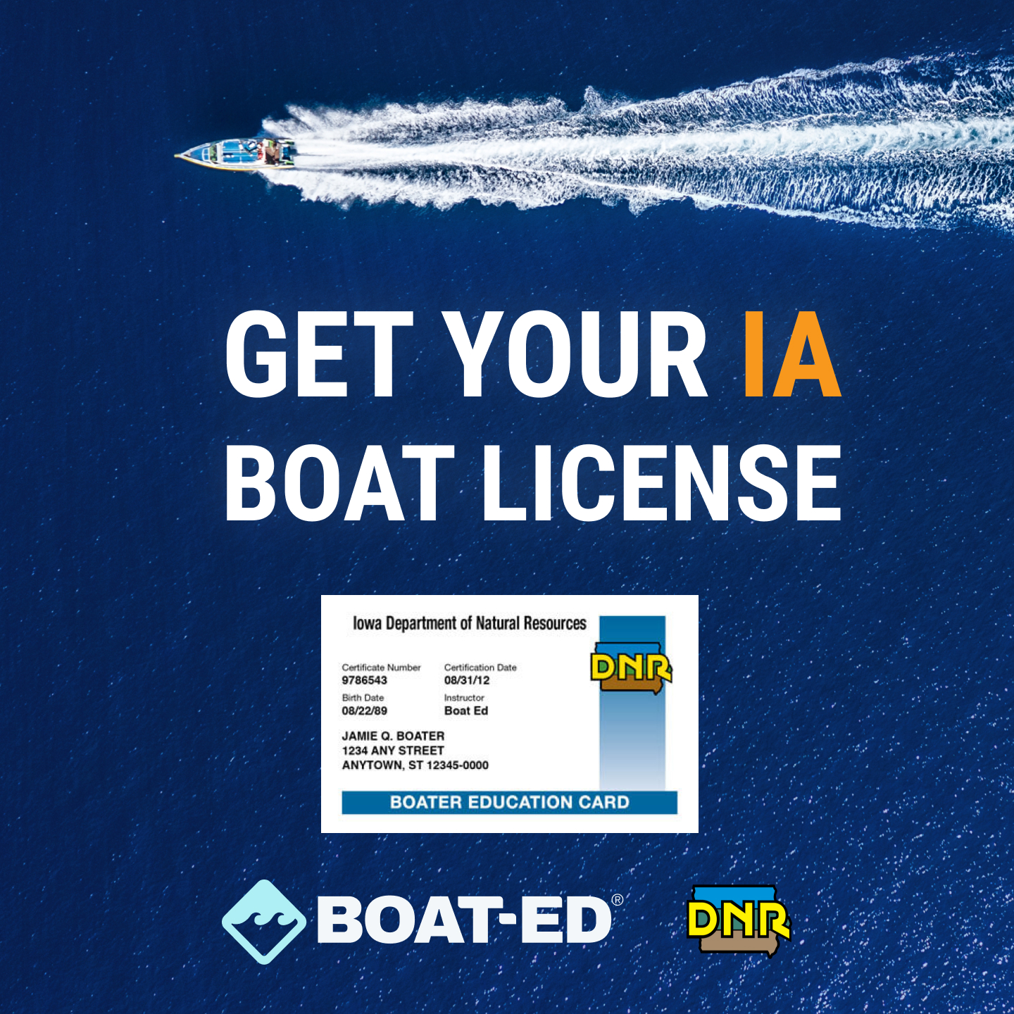Boat-Ed Facebook ad: Boat Legally in Iowa, Take the Official Boating Course…