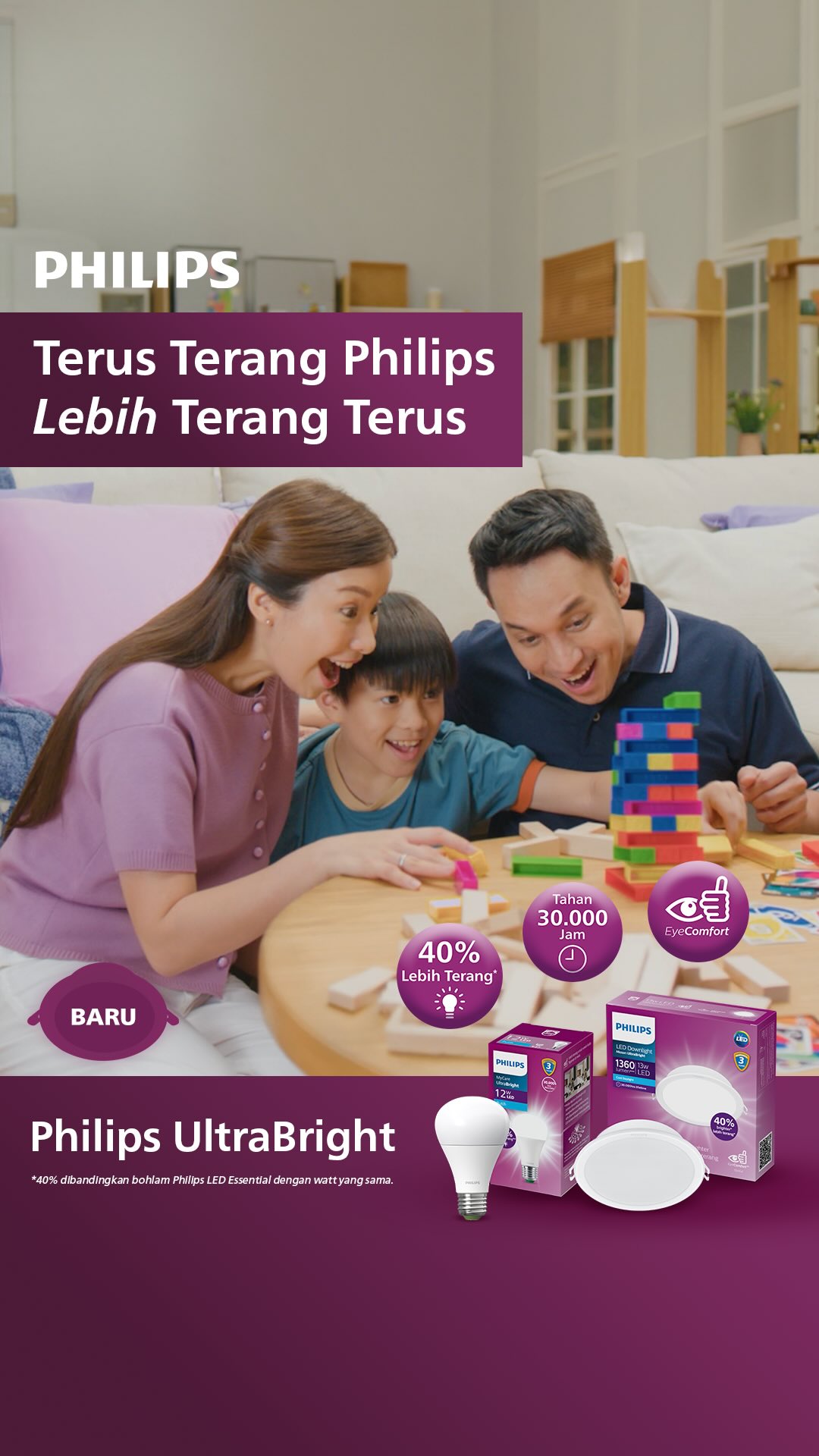 Philips lighting Facebook ad: Rumah terasa terang tapi masih susah lihat detail…