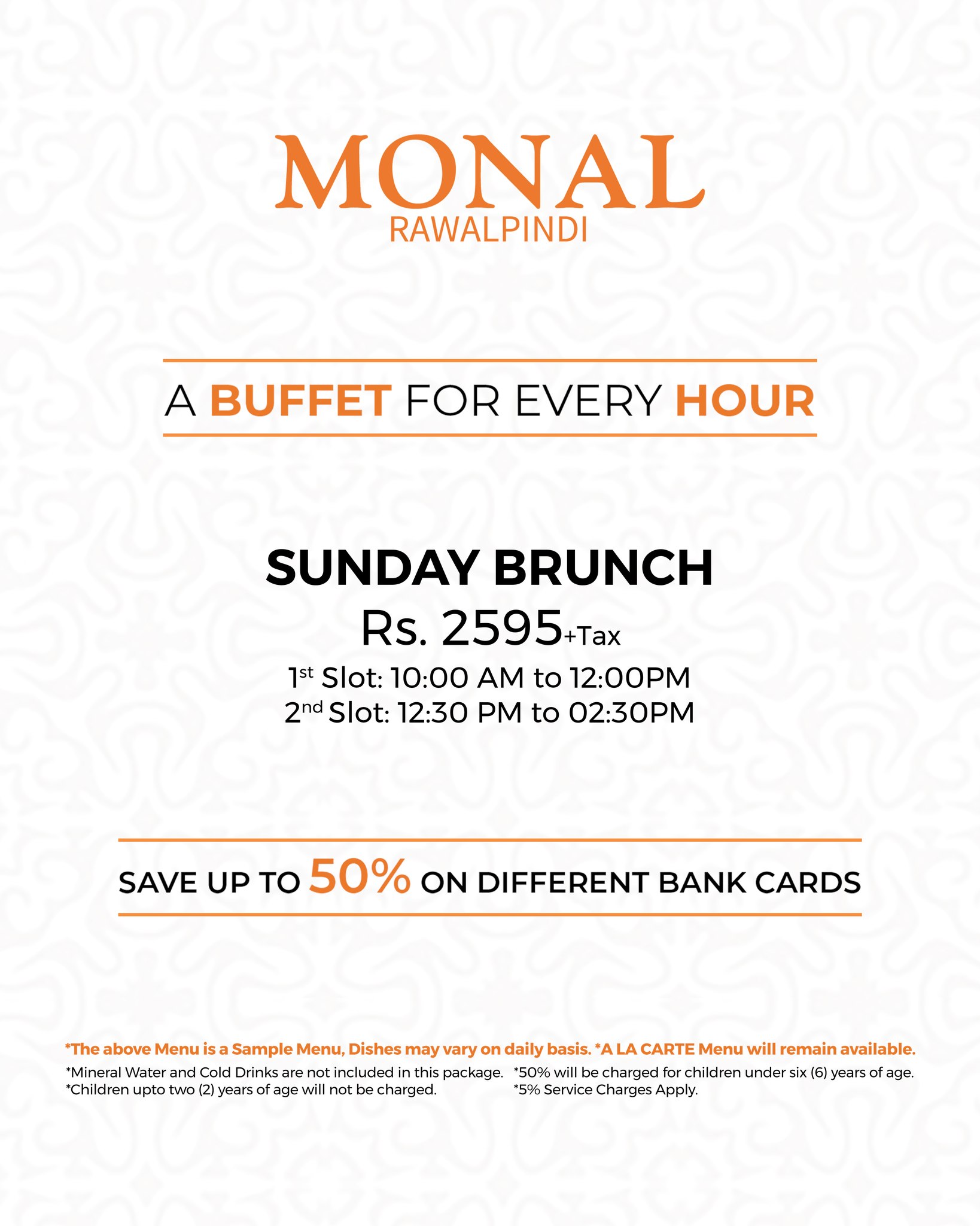 Monal Rawalpindi Facebook ad: Sunday Brunch at Monal Rawalpindi!