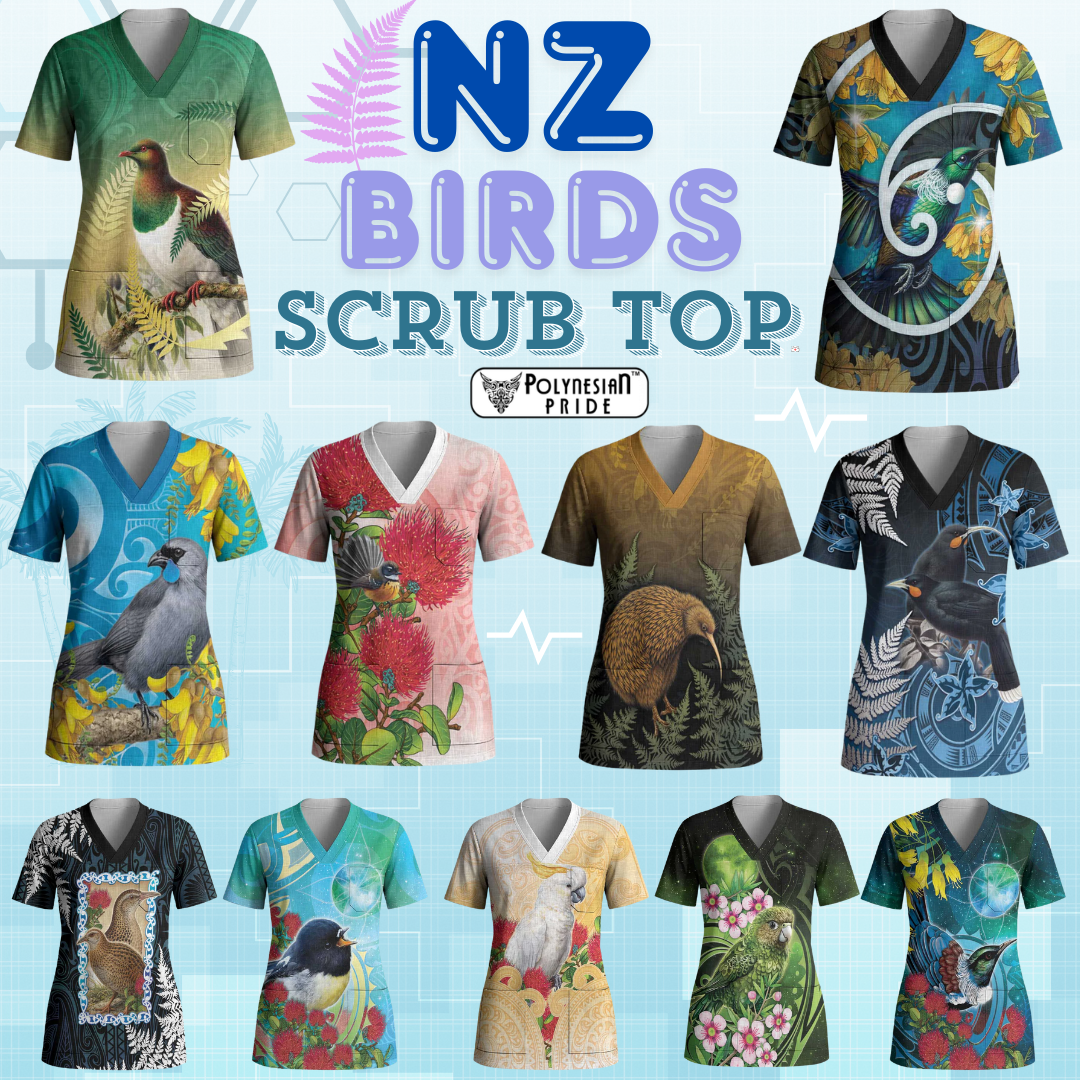 100% New Zealand Facebook ad: Healing with a touch of nature The NZ Animals Scrub Top…